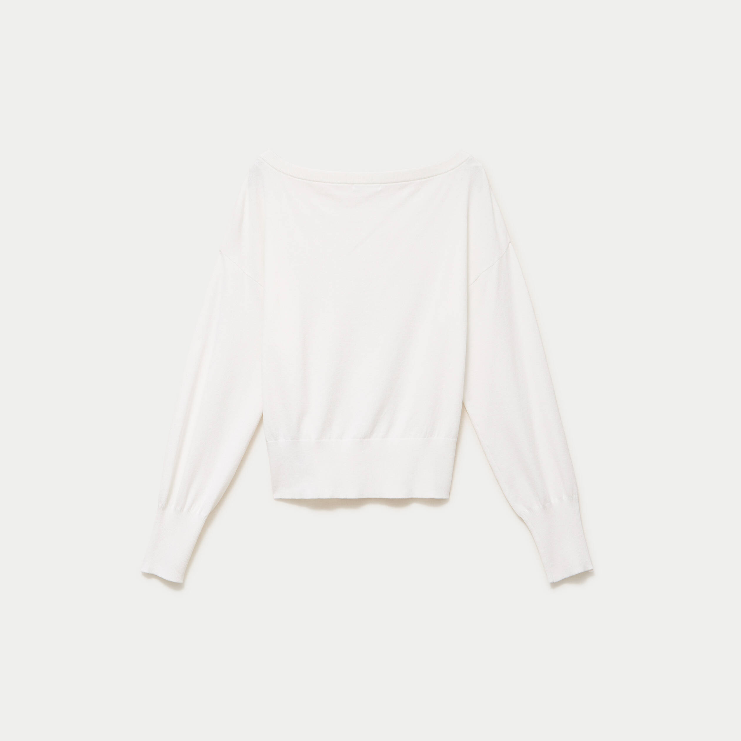 Pull oversize col bardot manches longues blanc