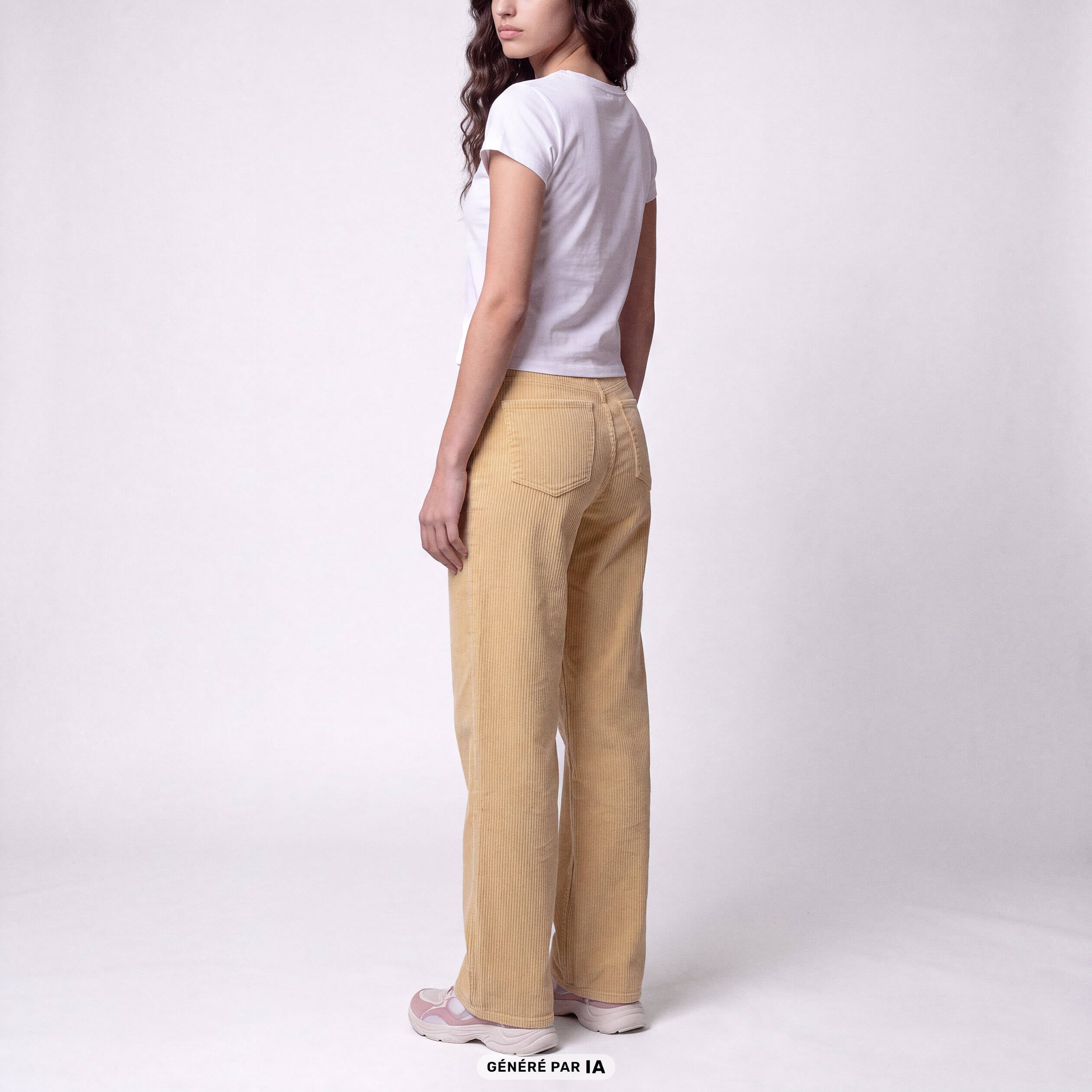 Pantalon bootcut en velours jaune pastel