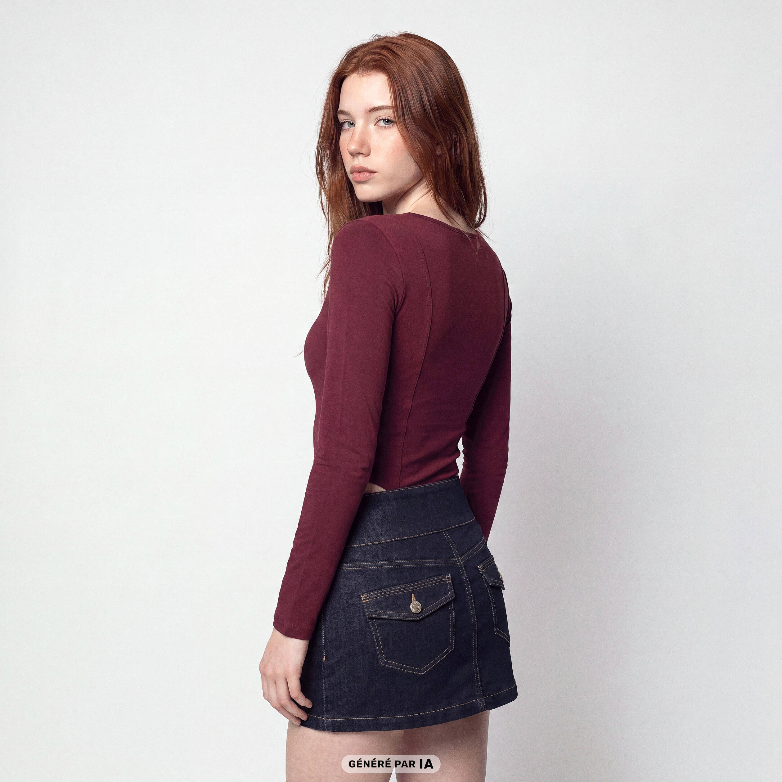 Body ajust&eacute; d&eacute;collet&eacute; manches longues bordeaux
