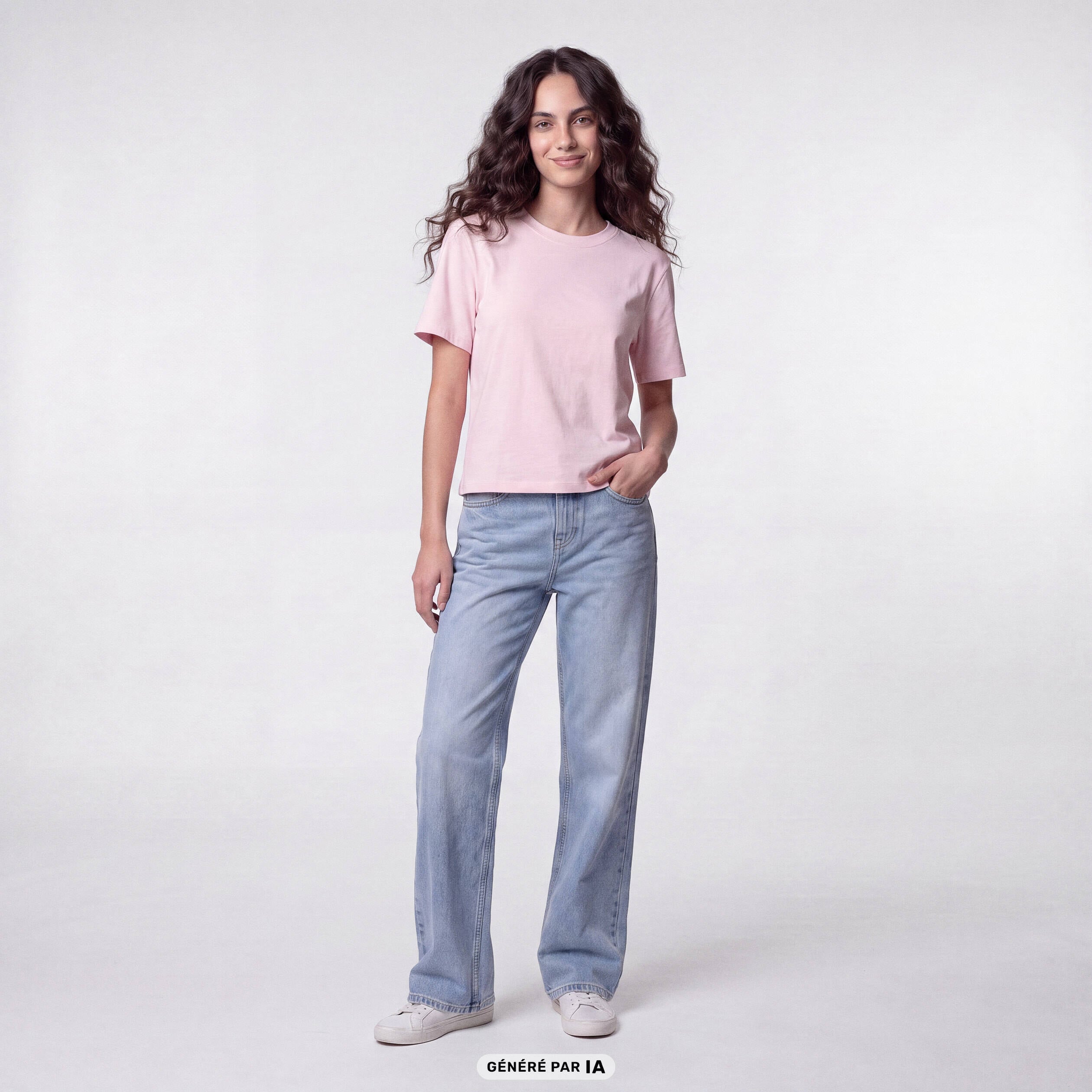 Jean Tom regular taille haute denim bleach