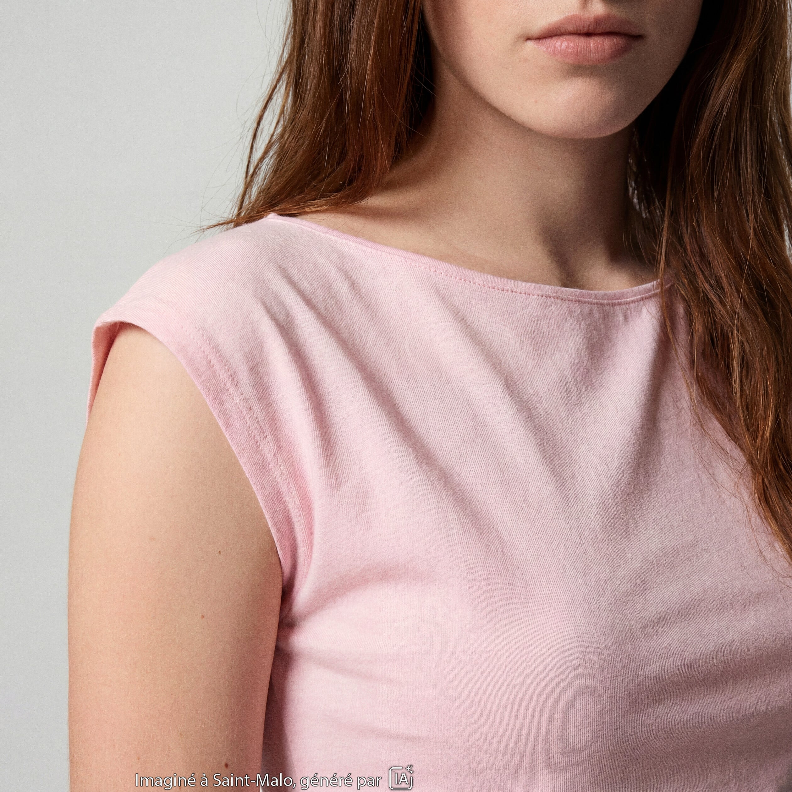 Top ajust&eacute; sans manches d&eacute;collet&eacute; dos rose clair