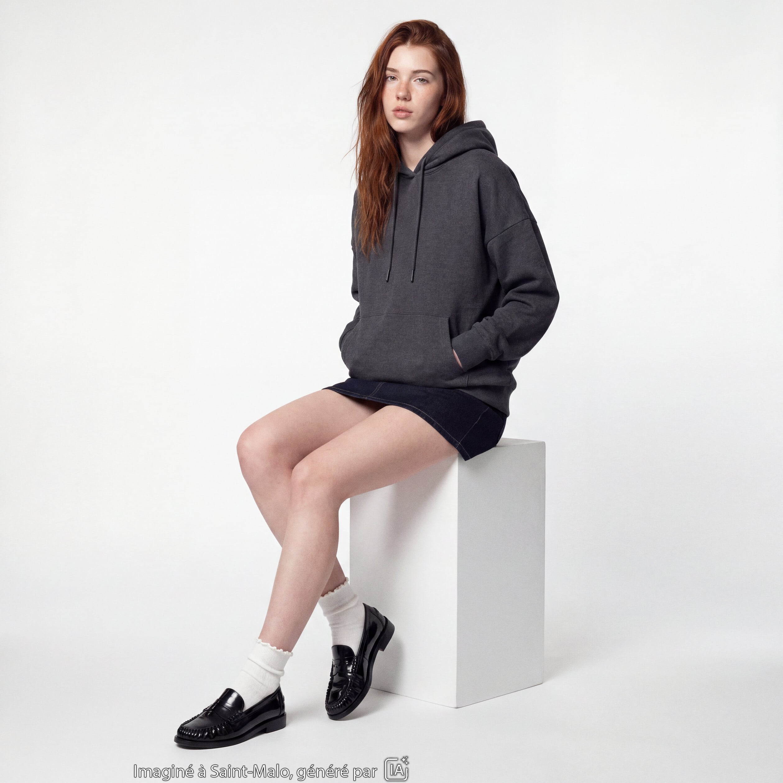 Sweat &agrave; capuche manches longues gris