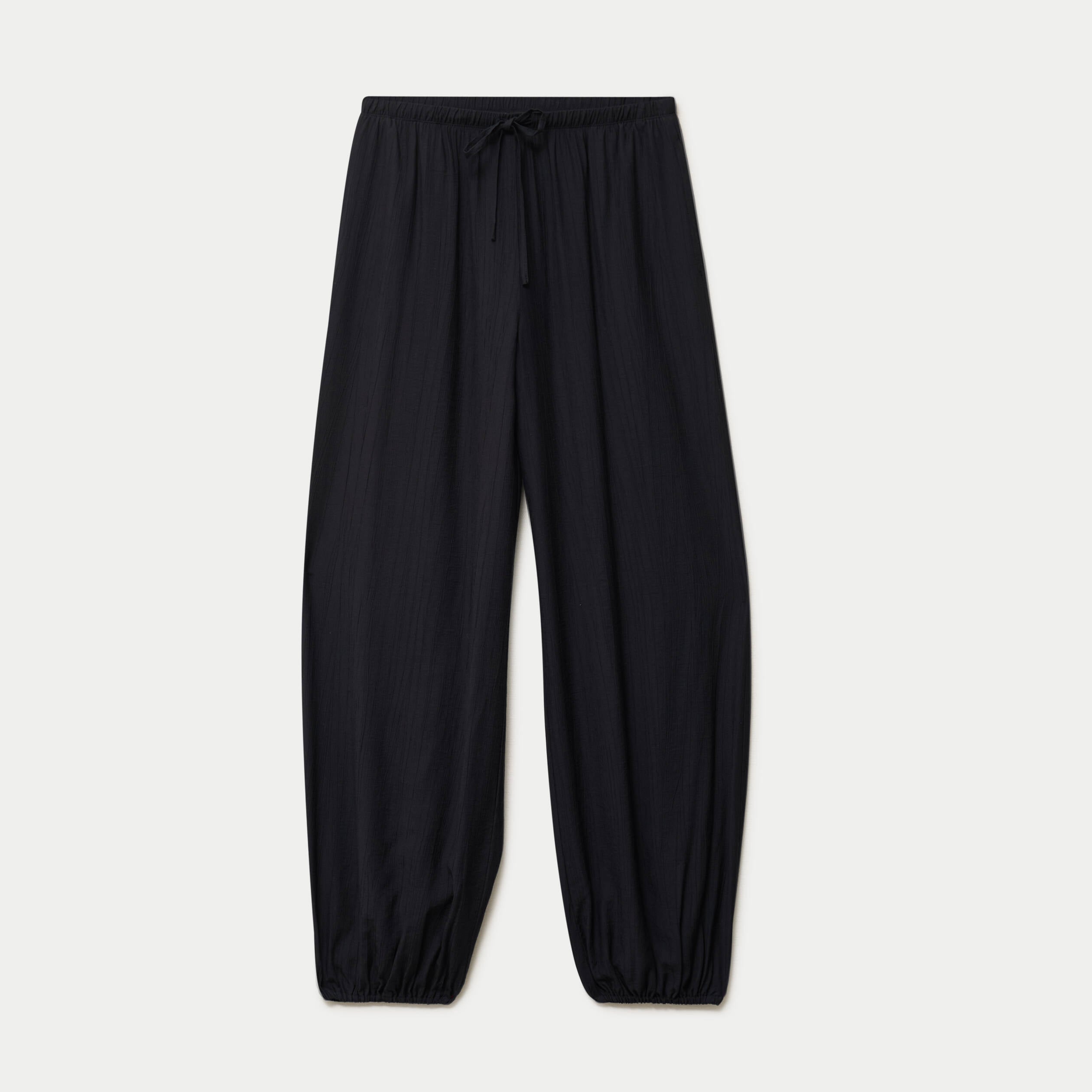 Pantalon large en cr&ecirc;pe taille standard noir ado