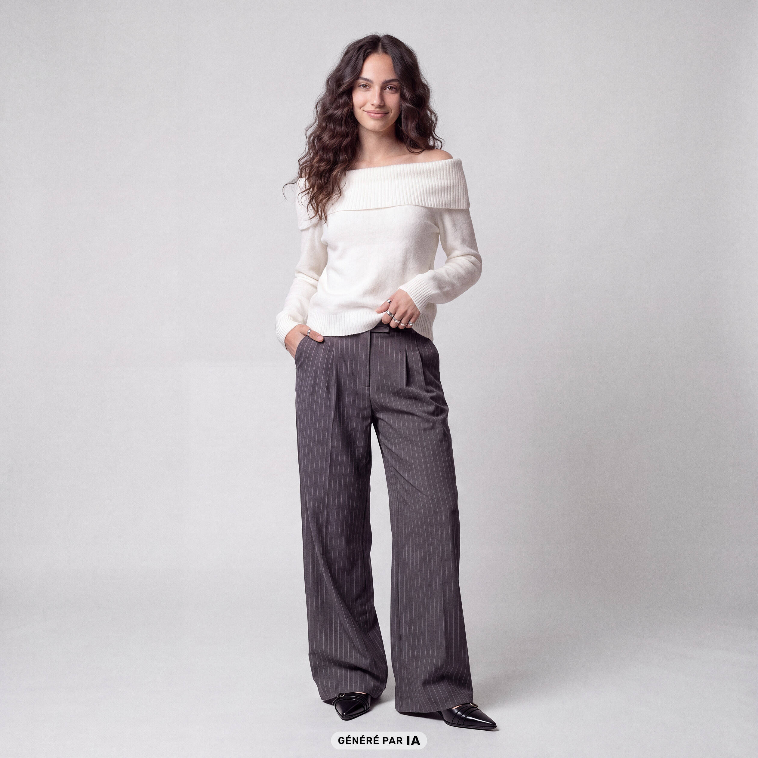 Pantalon coupe large taille standard gris anthracite