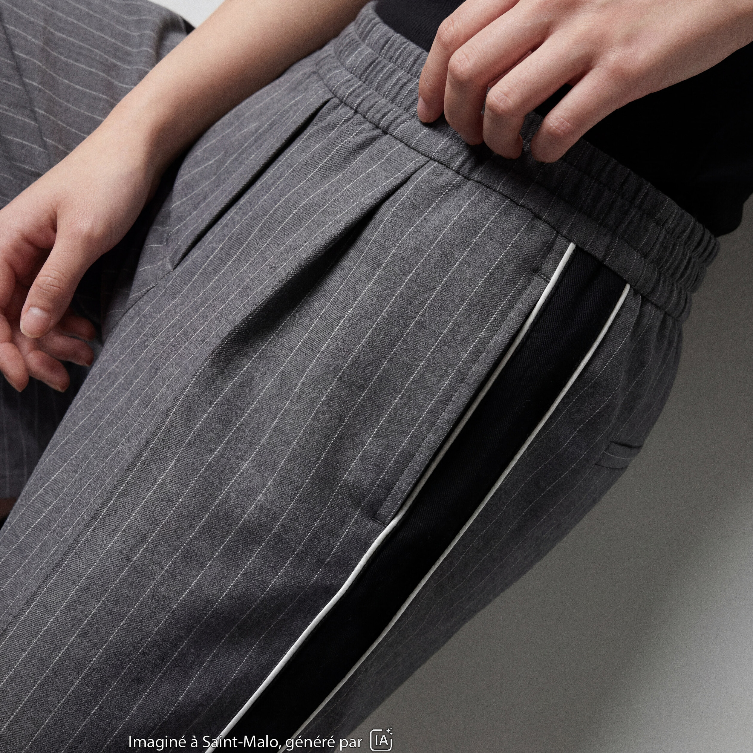 Pantalon bootcut fendu taille standard gris fonc&eacute;