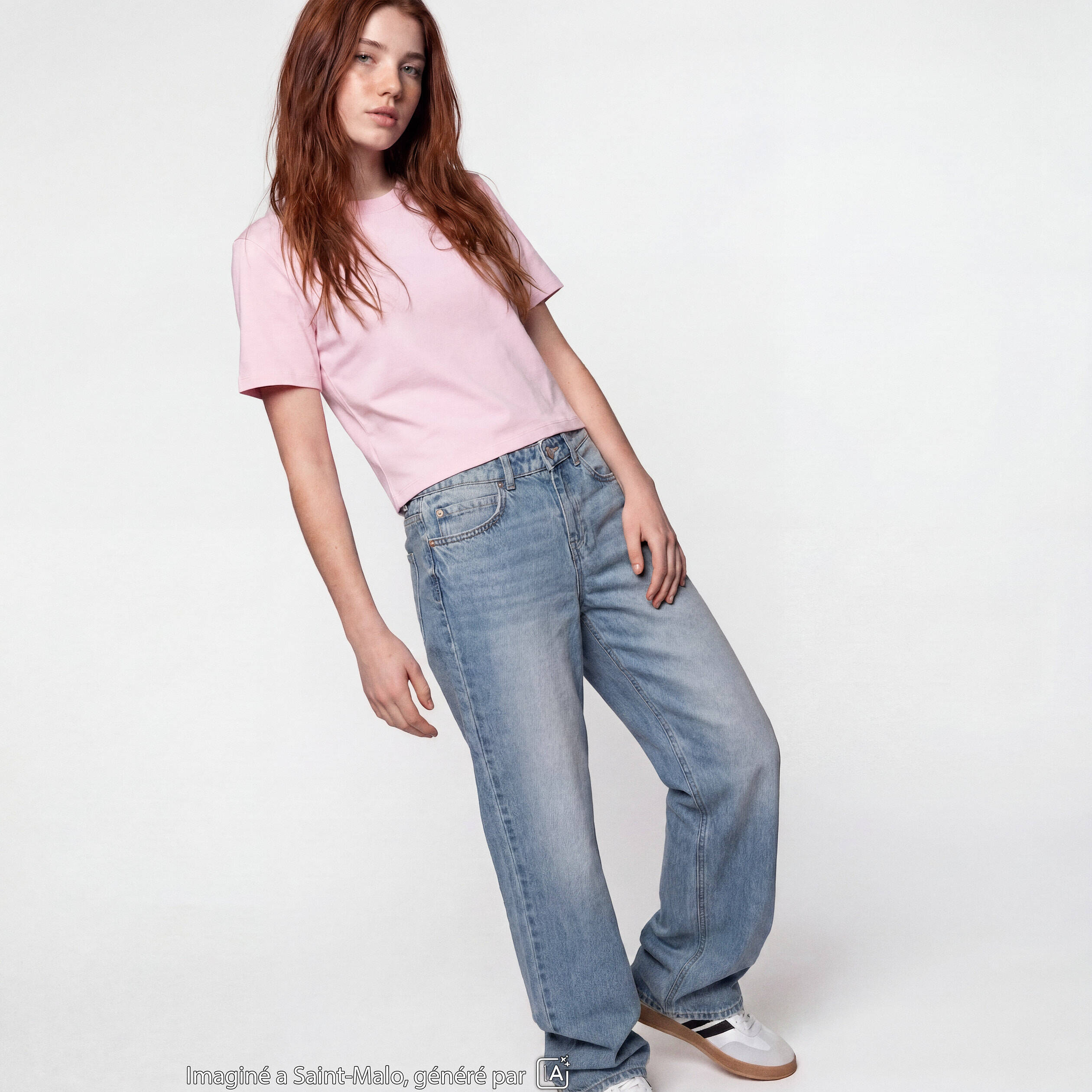 Jean wide leg taille basse denim double stone ado