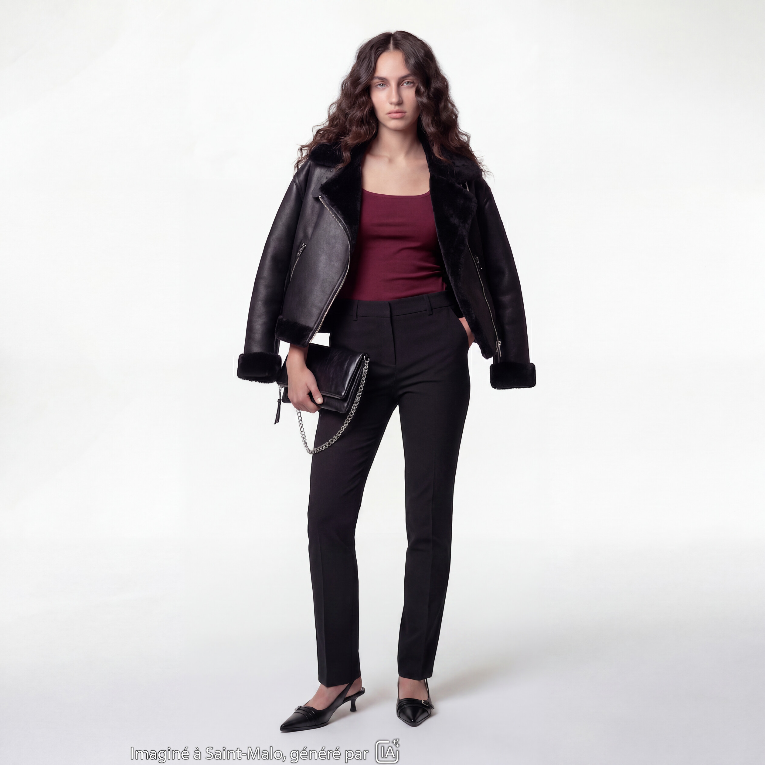 Pantalon bootcut taille basse noir