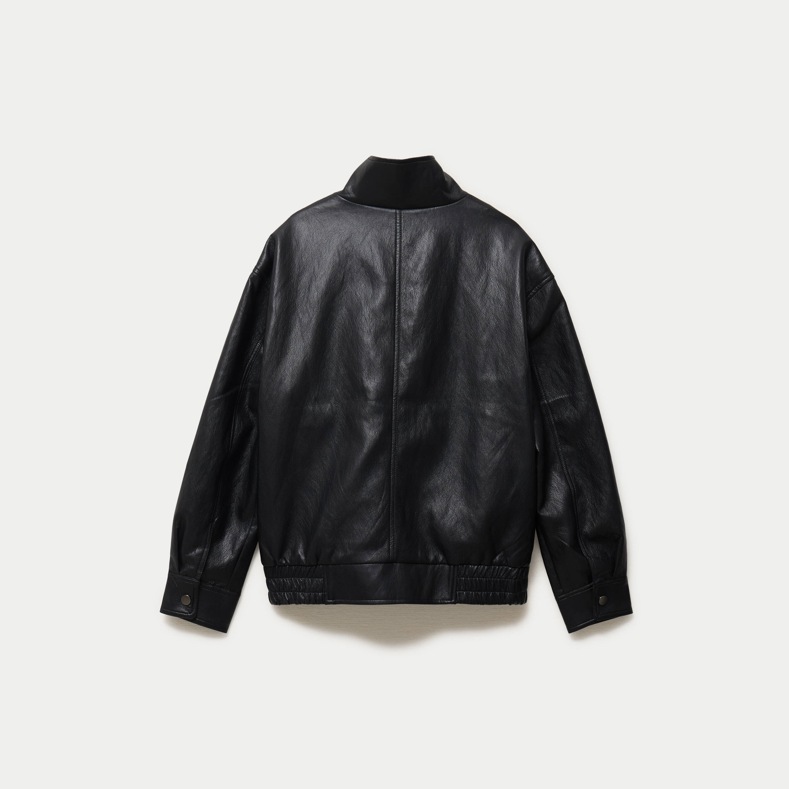 Veste oversize similicuir col biker noir