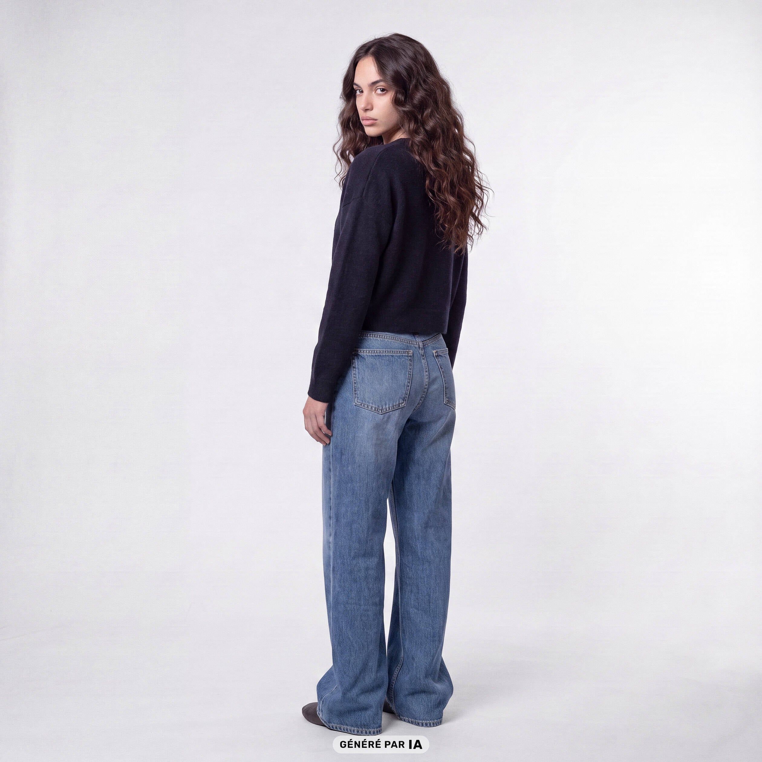 Jean Lenny wide leg taille standard denim double stone