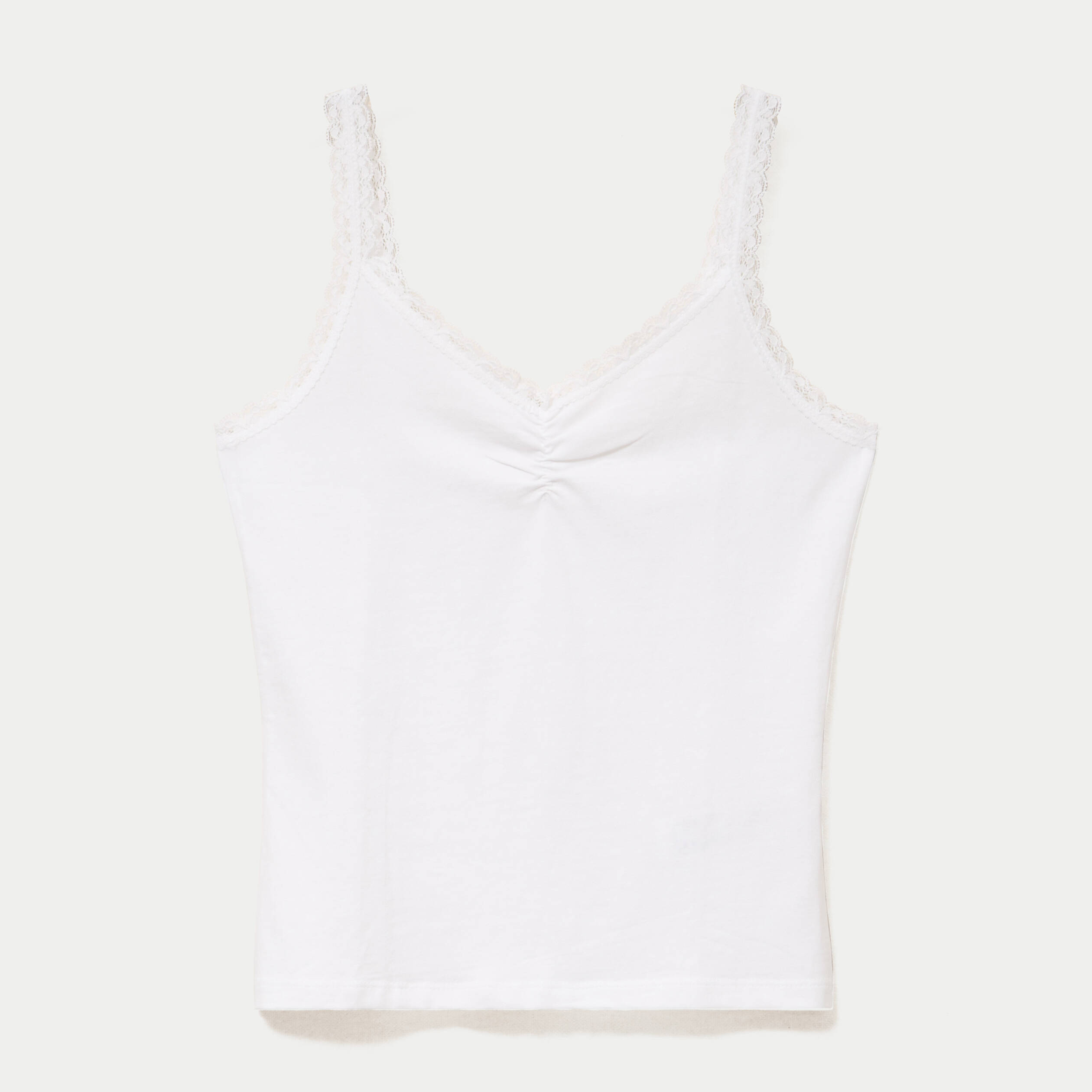 D&eacute;bardeur ajust&eacute; d&eacute;collet&eacute; dentelle blanc