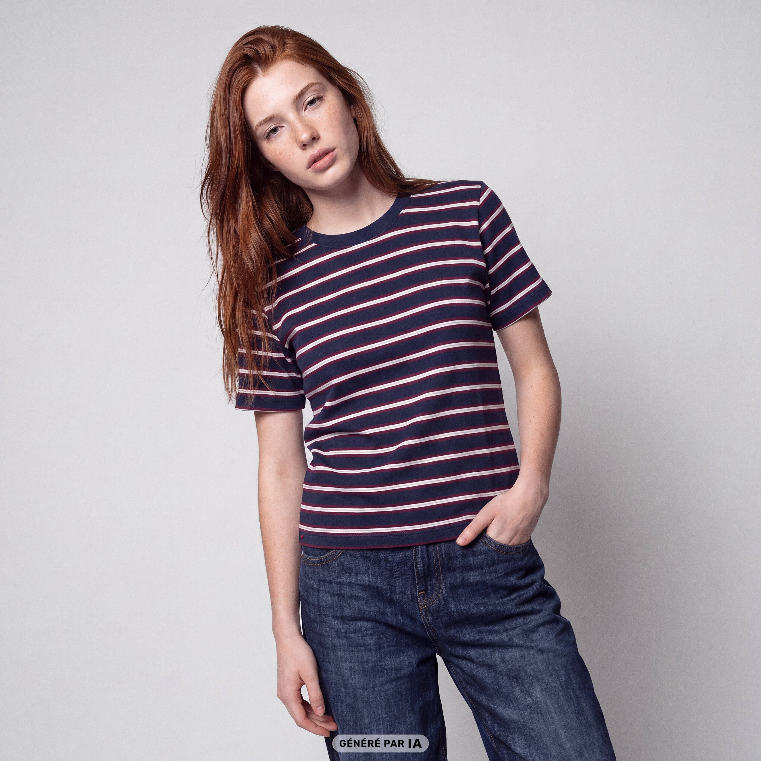 T-shirt ajust&eacute; manches courtes bleu marine