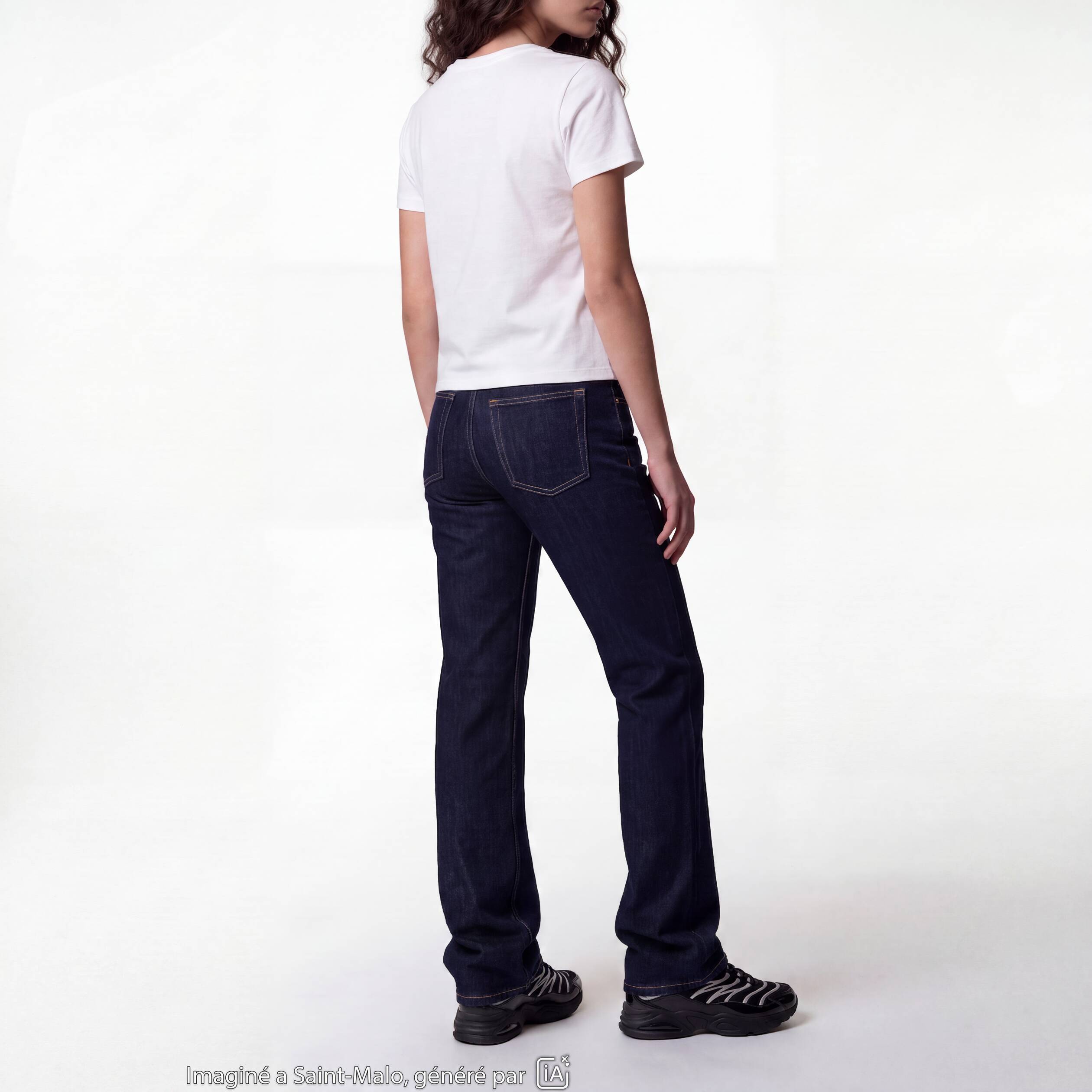 Jean regular taille basse denim brut ado