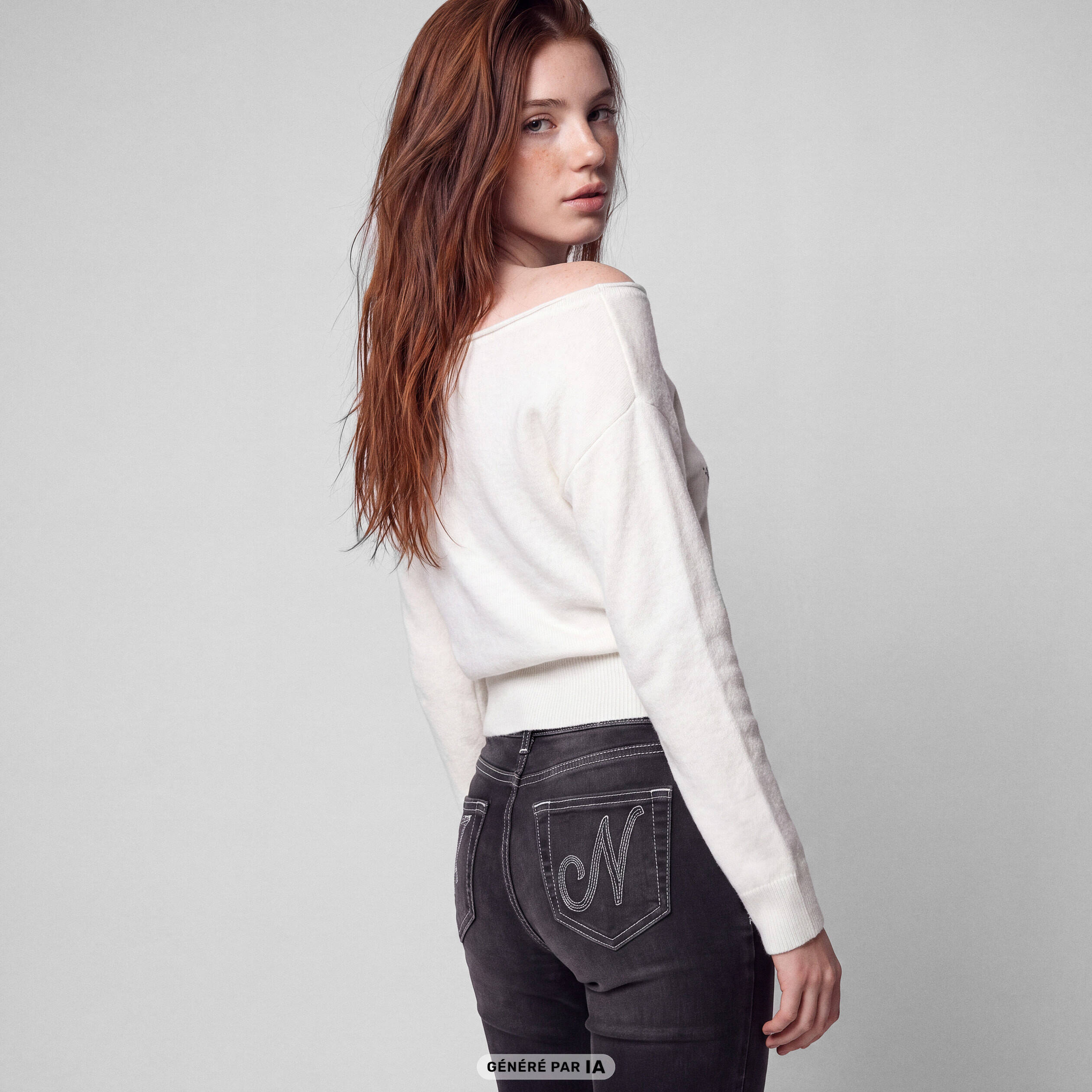 Jean Zoe bootcut taille basse broderie denim noir