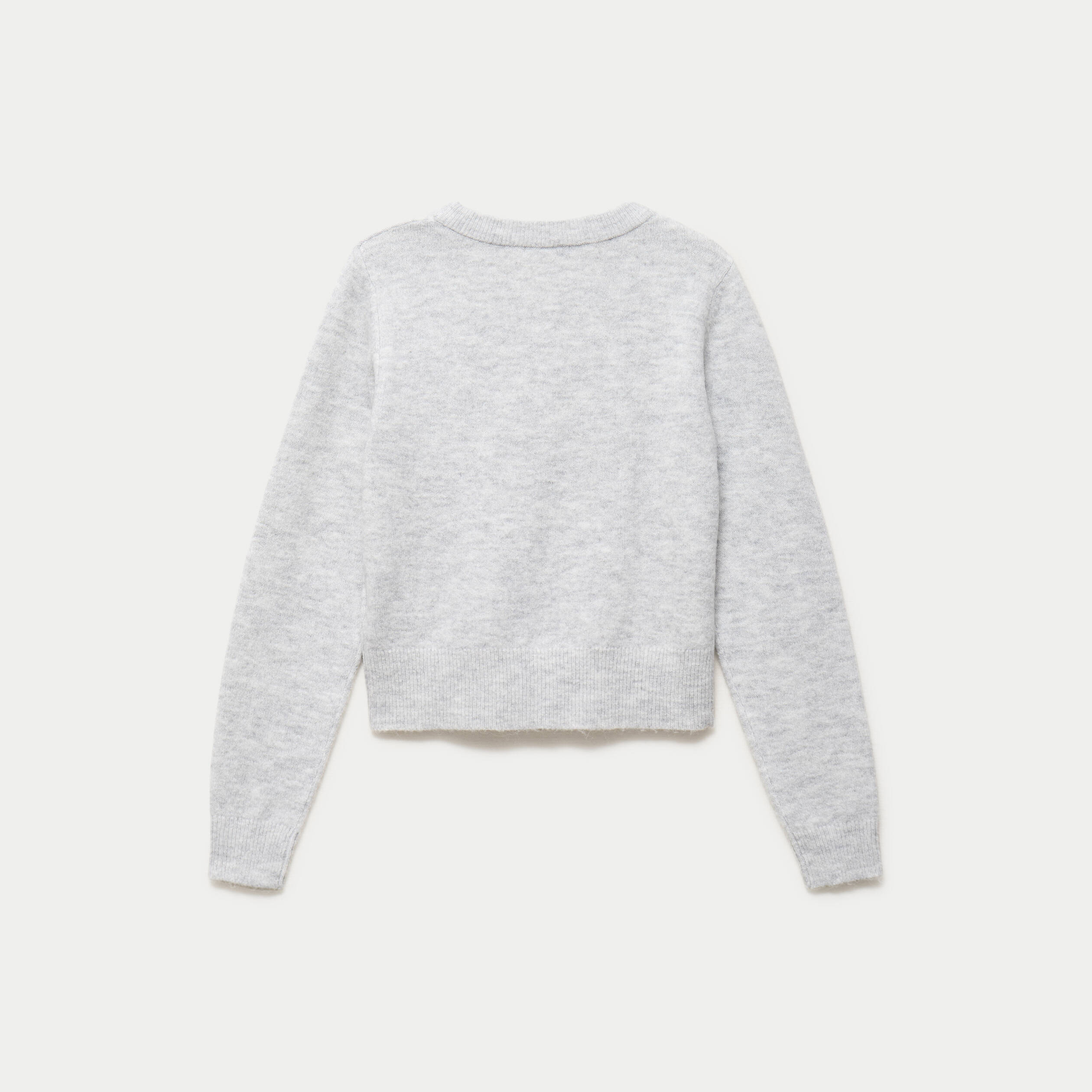 Pull col rond manches longues gris clair