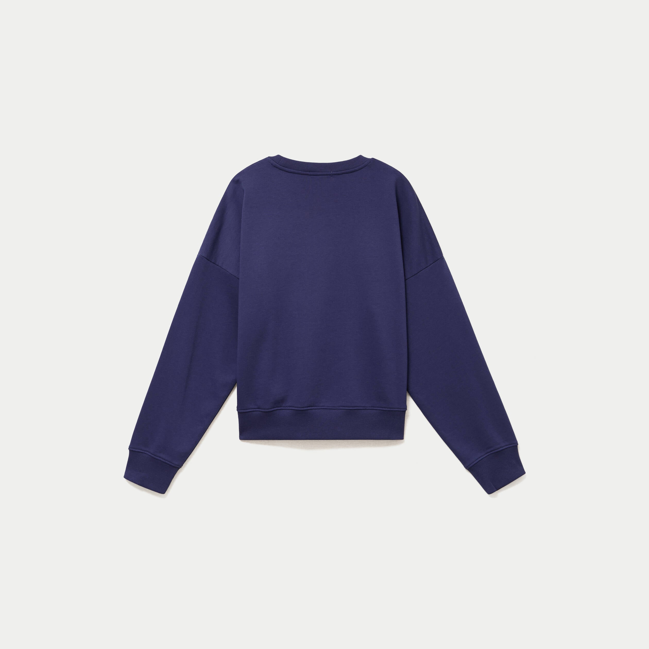 Sweat col rond manches longues strass bleu marine