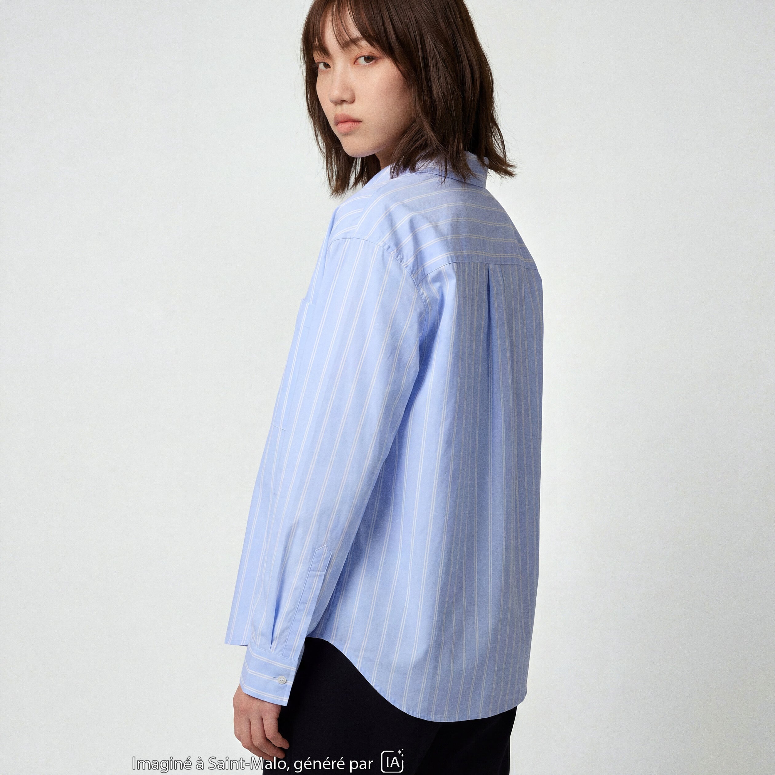 Chemise oversize longue 2-en-1 bleu ciel