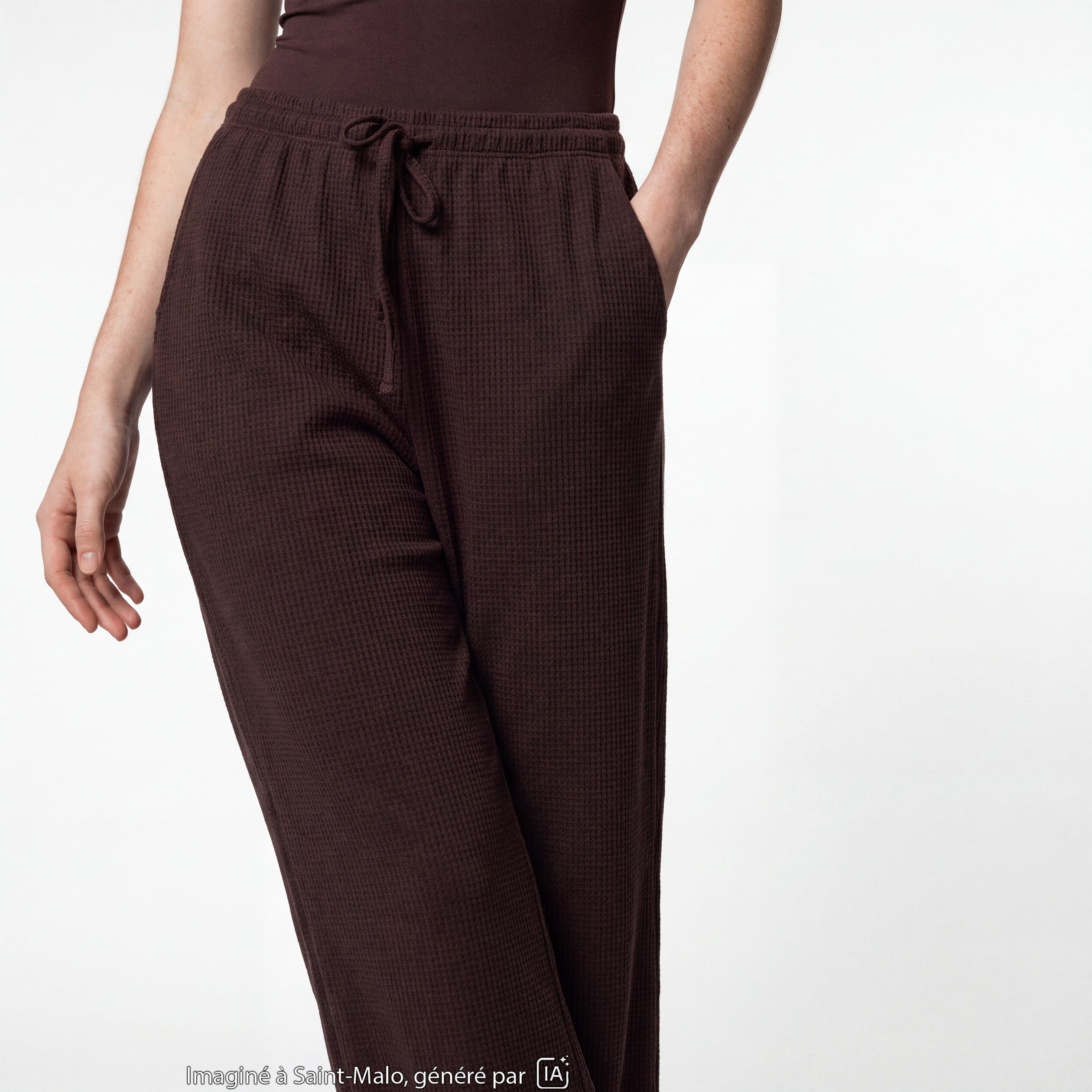 Pantalon large taille standard marron fonc&eacute;