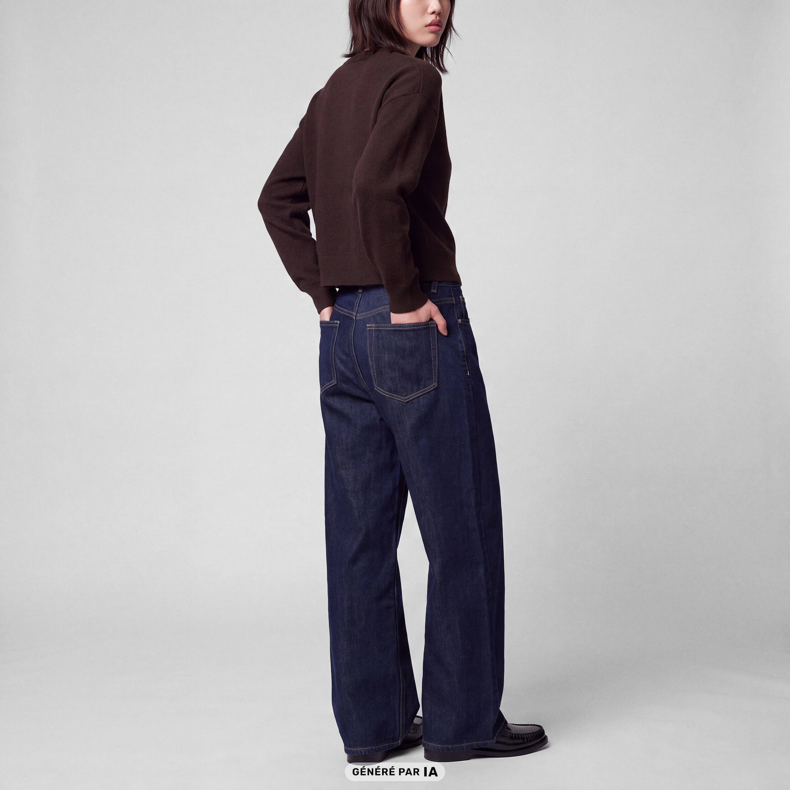 Jean Lenny wide leg taille standard denim brut