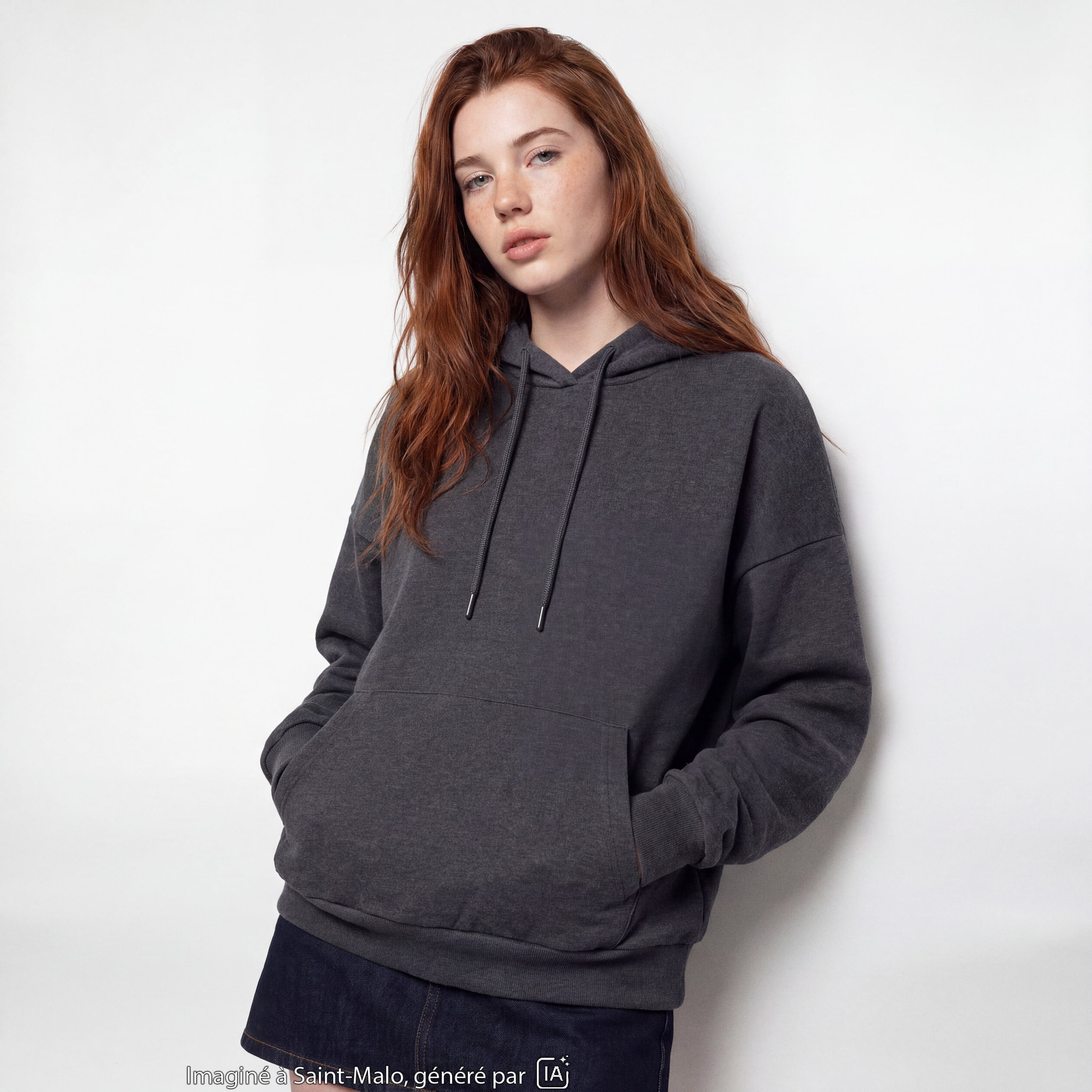 Sweat &agrave; capuche manches longues gris