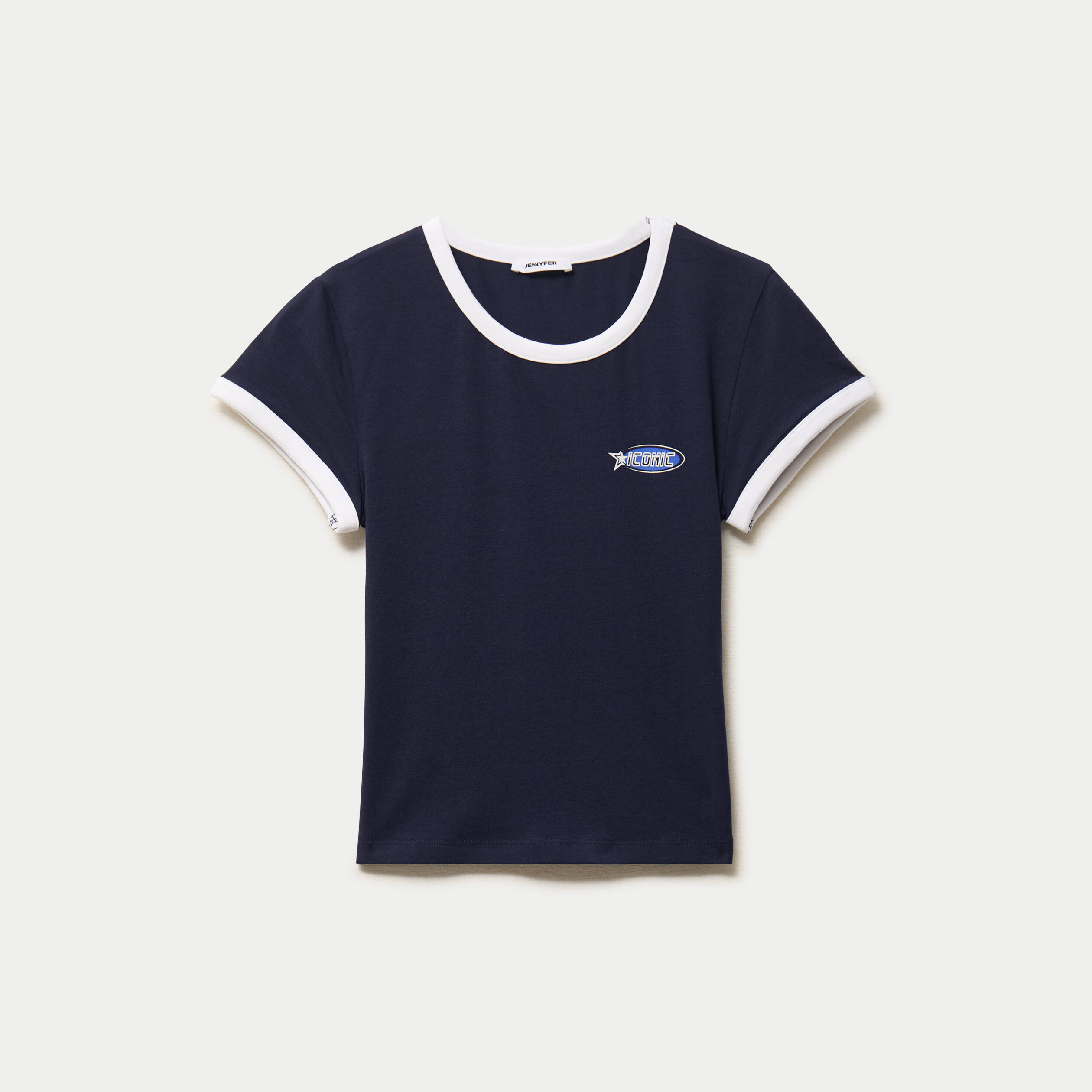 T-shirt col rond manches courtes bleu marine