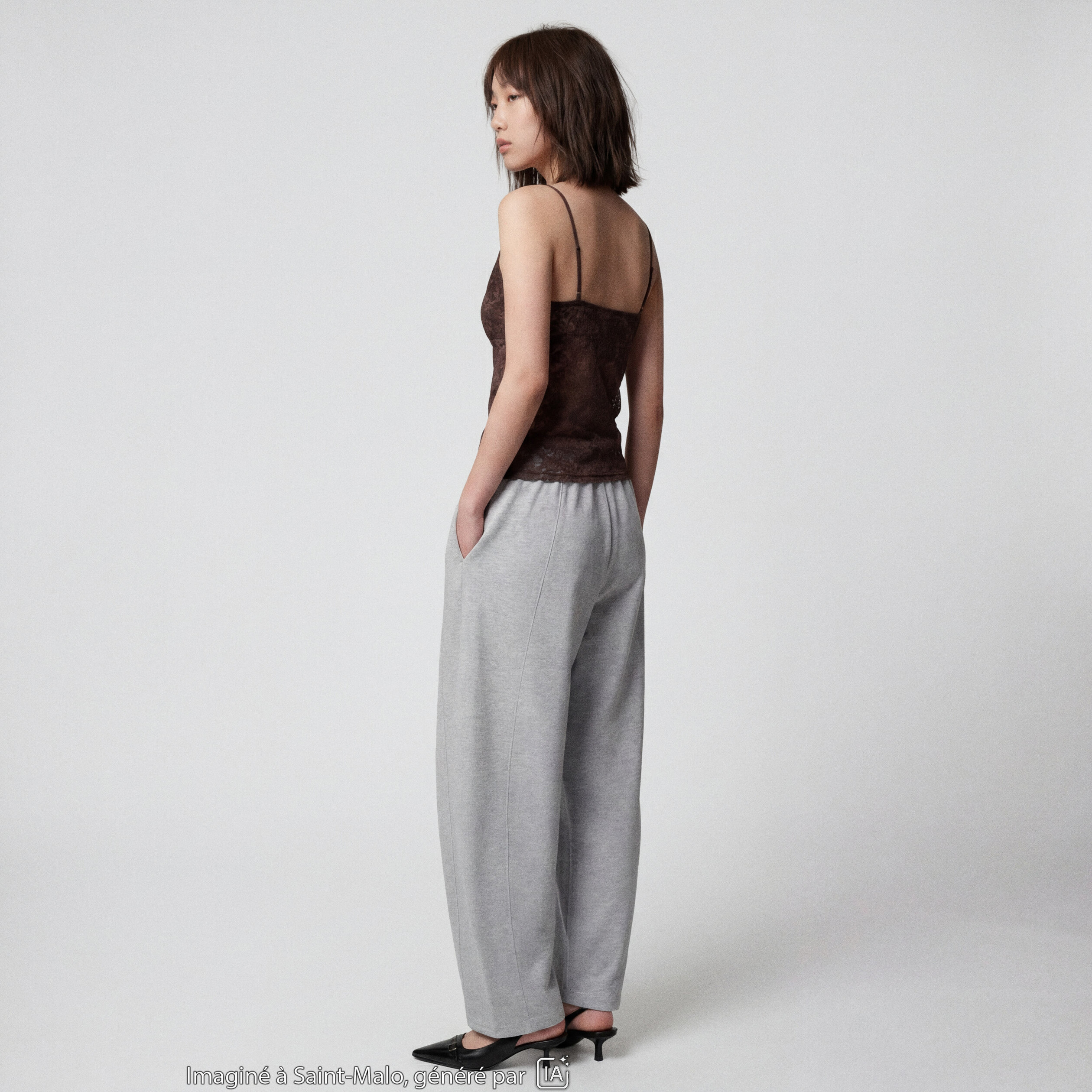 Jogging coupe ample taille standard gris clair