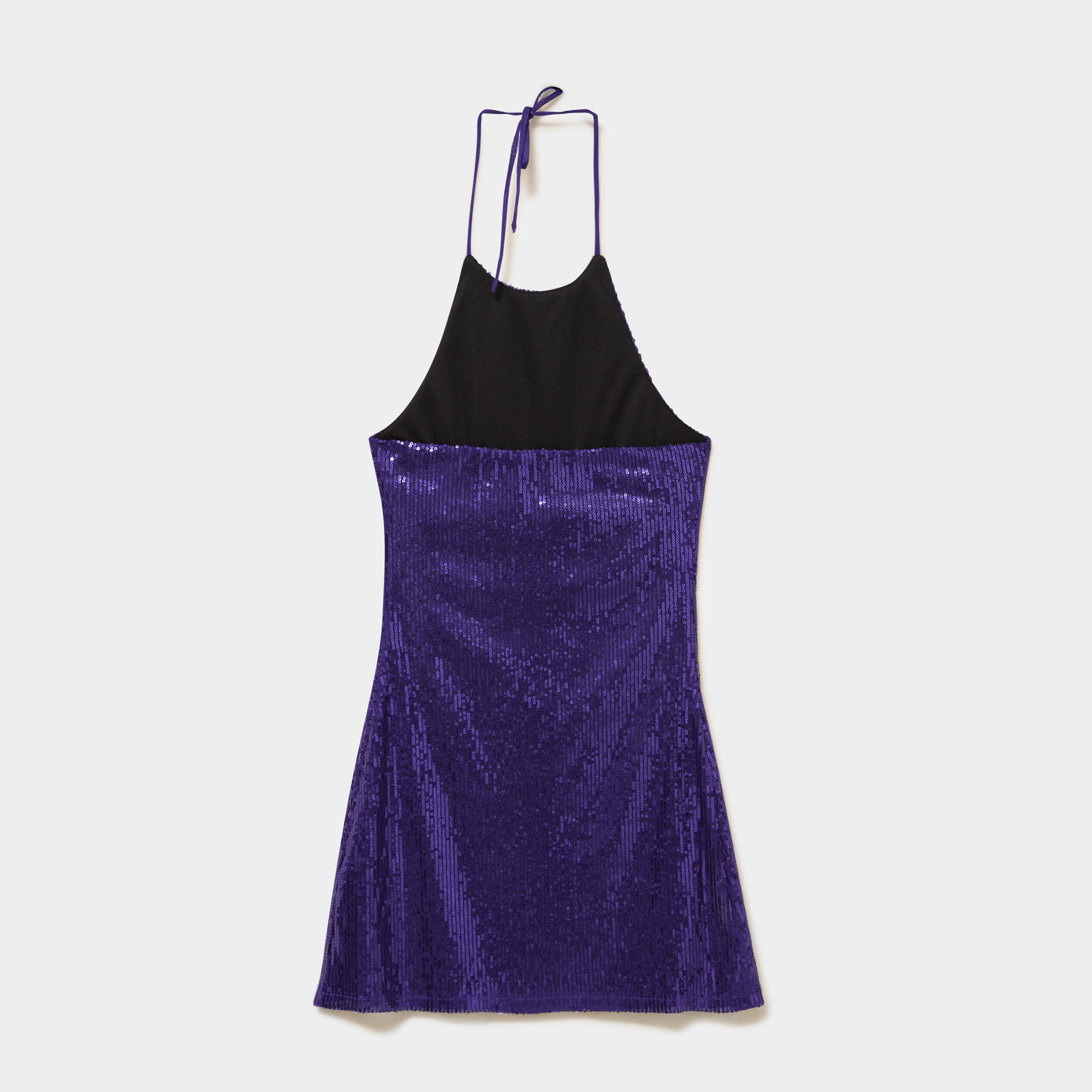 Robe sans manches &agrave; sequins col montant bleu electrique