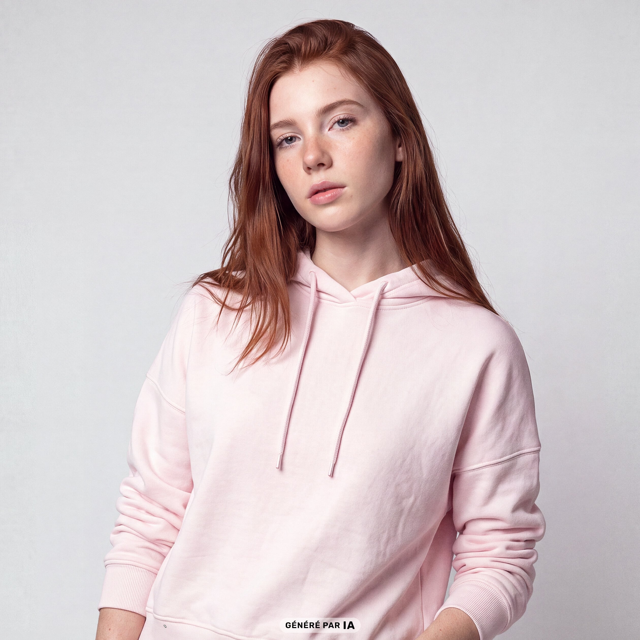 Sweat oversize &agrave; capuche manches longues rose clair