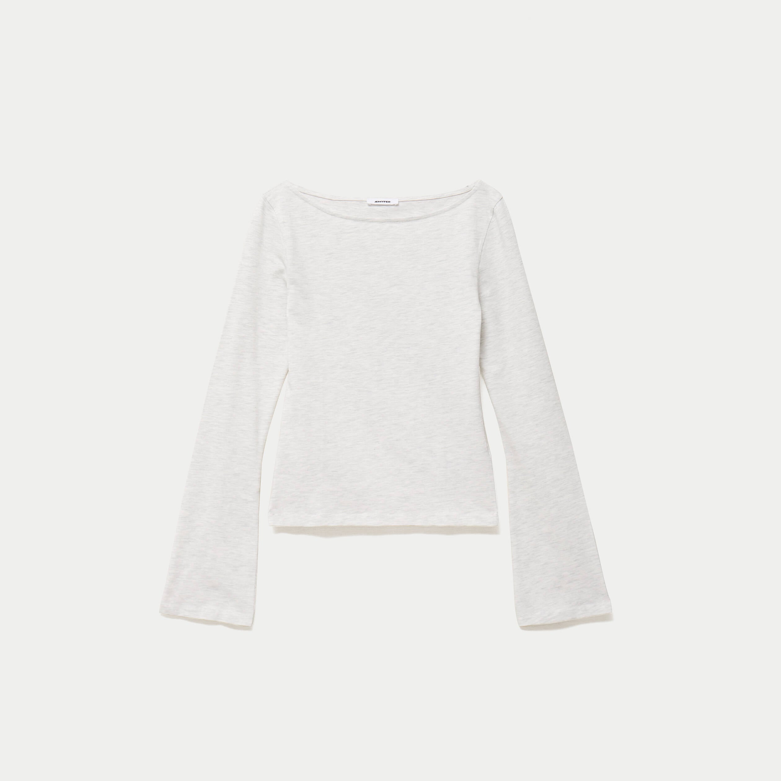 T-shirt cintr&eacute; col rond manches longues blanc