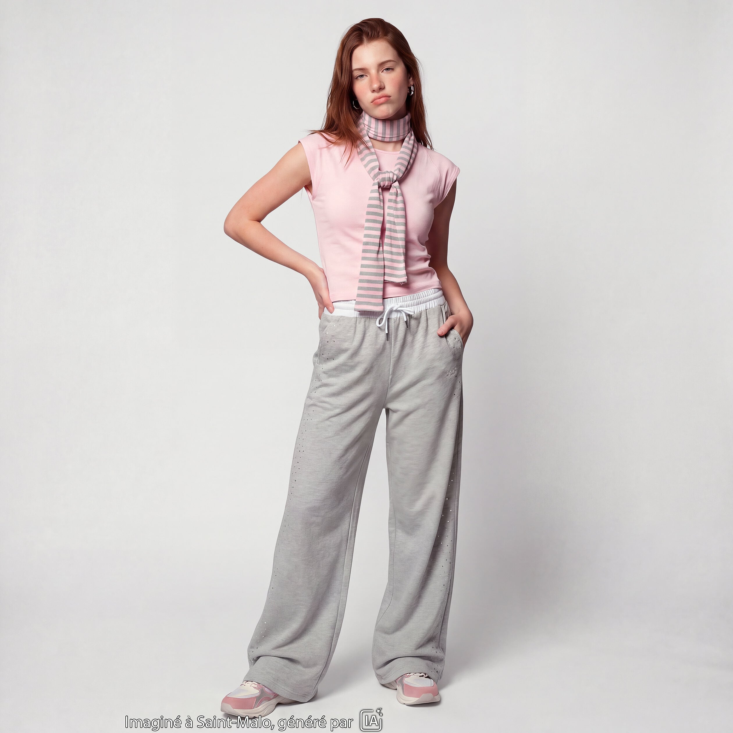 Jogging coupe large taille standard gris fonc&eacute;