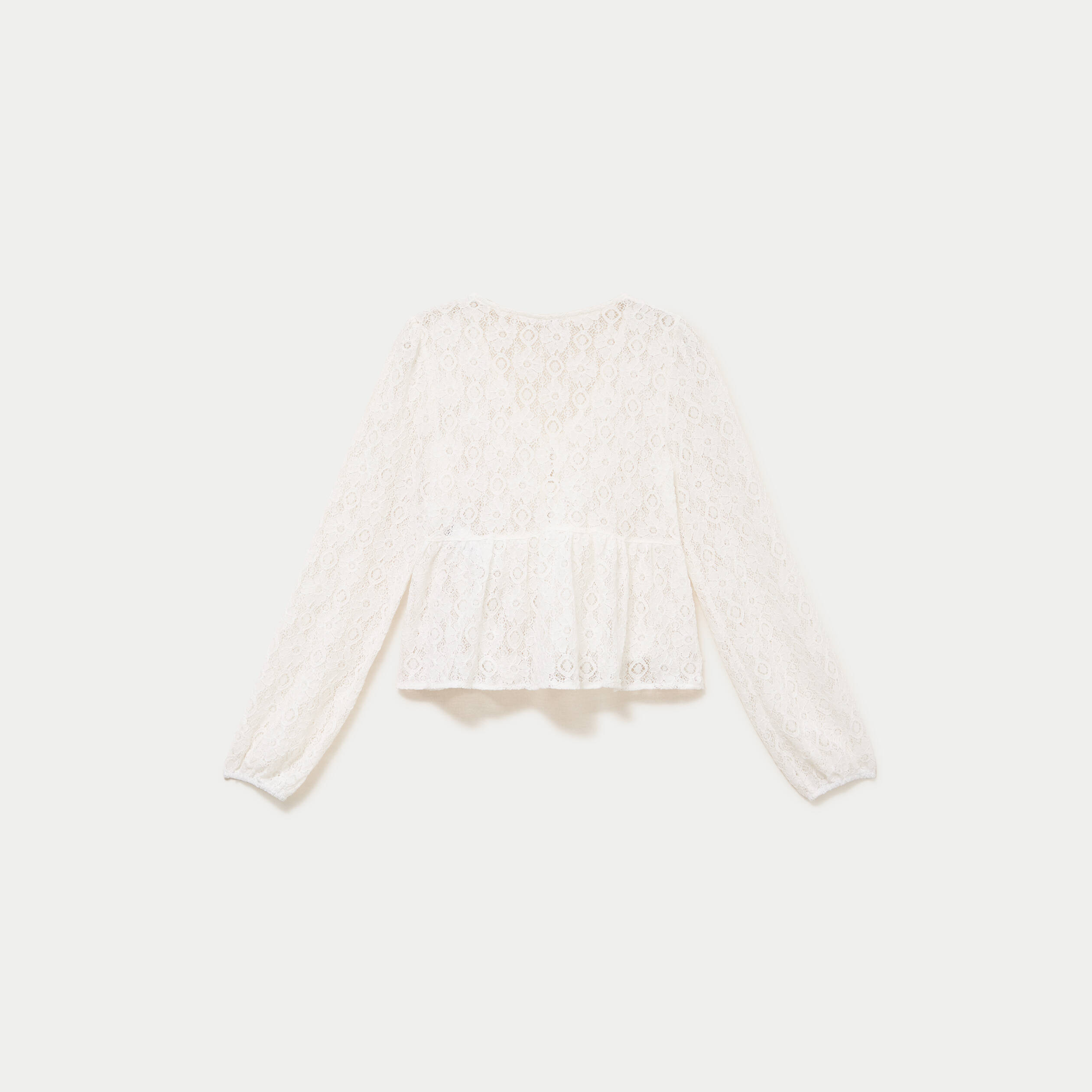 Chemise cintr&eacute;e dentelle col rond ecru ado