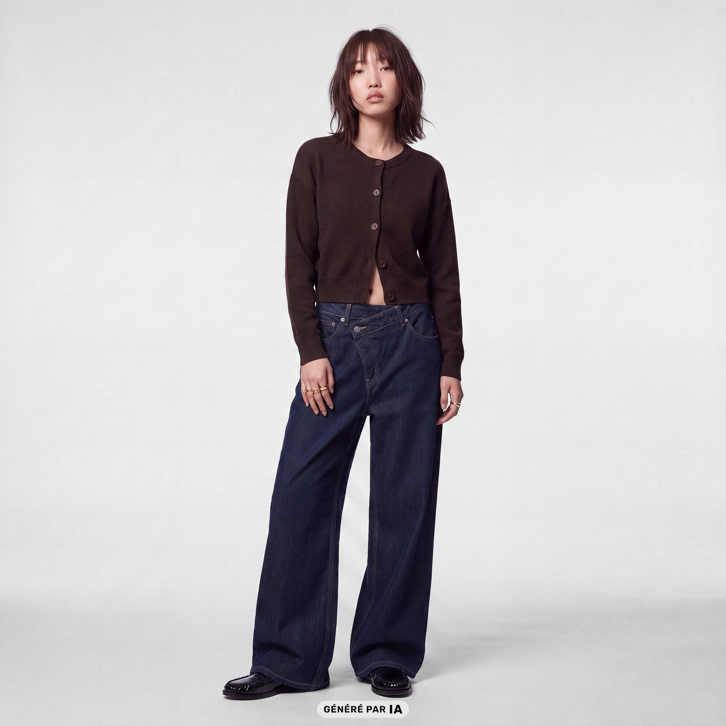 Jean Lenny wide leg taille standard denim brut