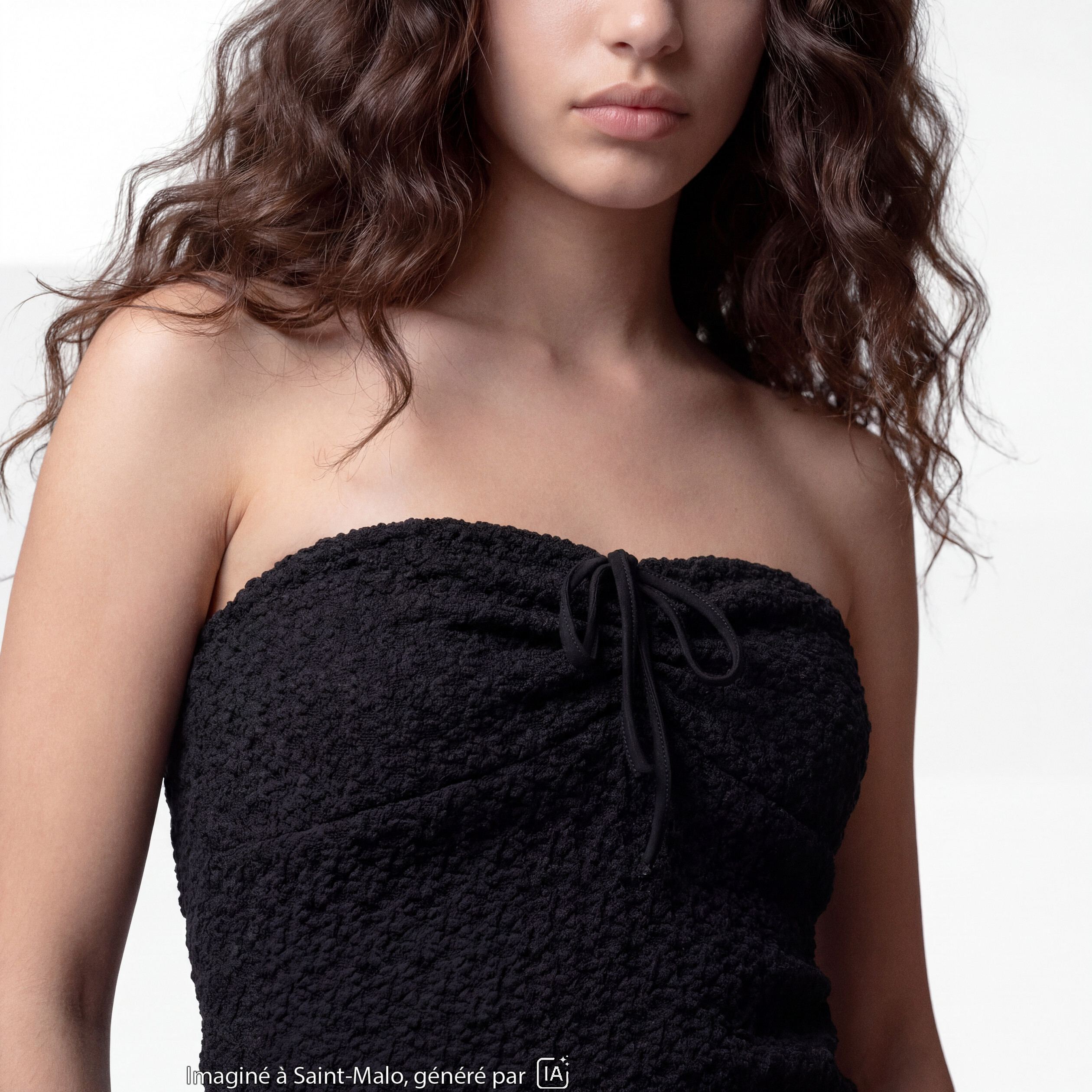 Bandeau ajust&eacute; sans manches dentelle noir