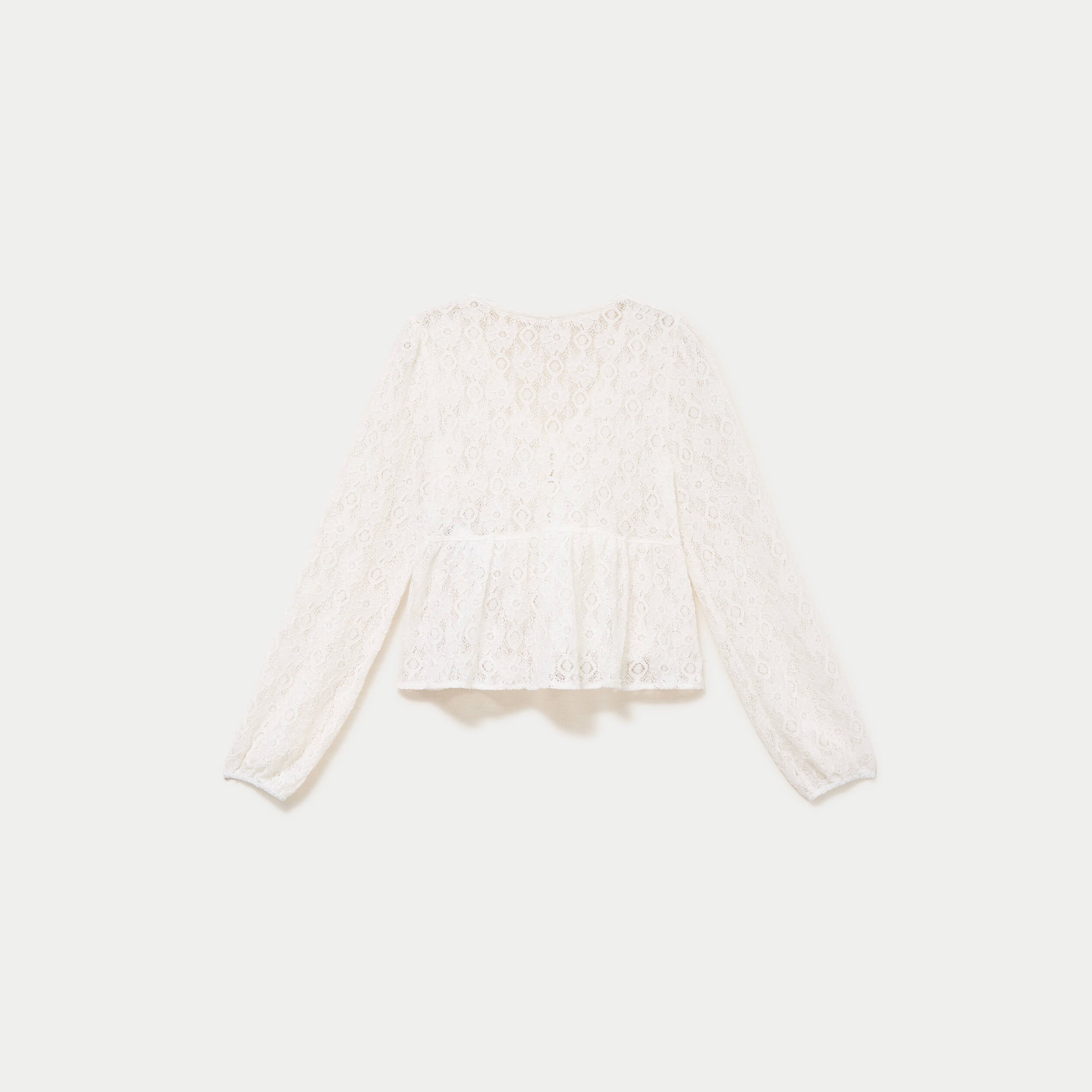 Chemise cintr&eacute;e dentelle col en V ecru
