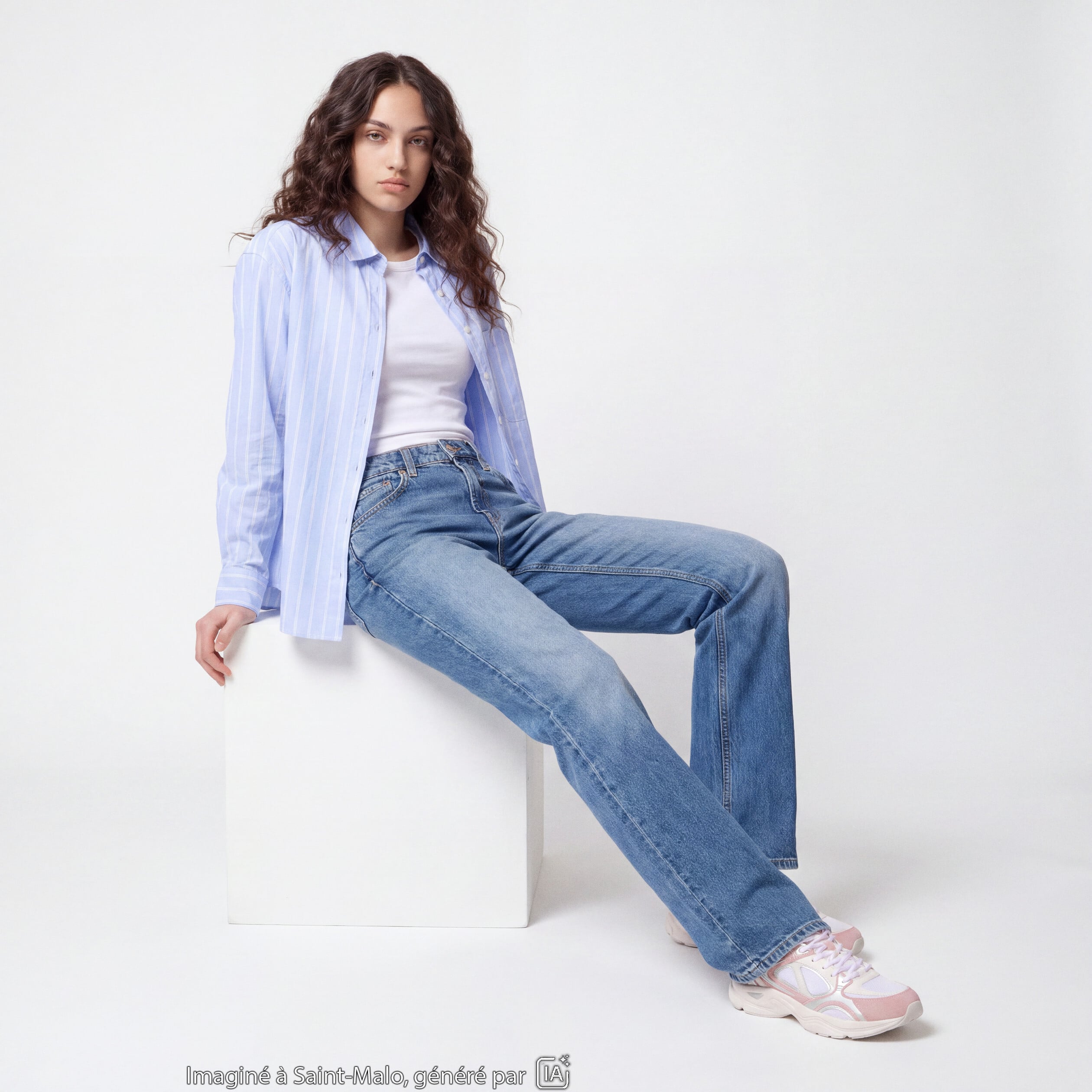 Jean Sam regular taille standard denim double stone