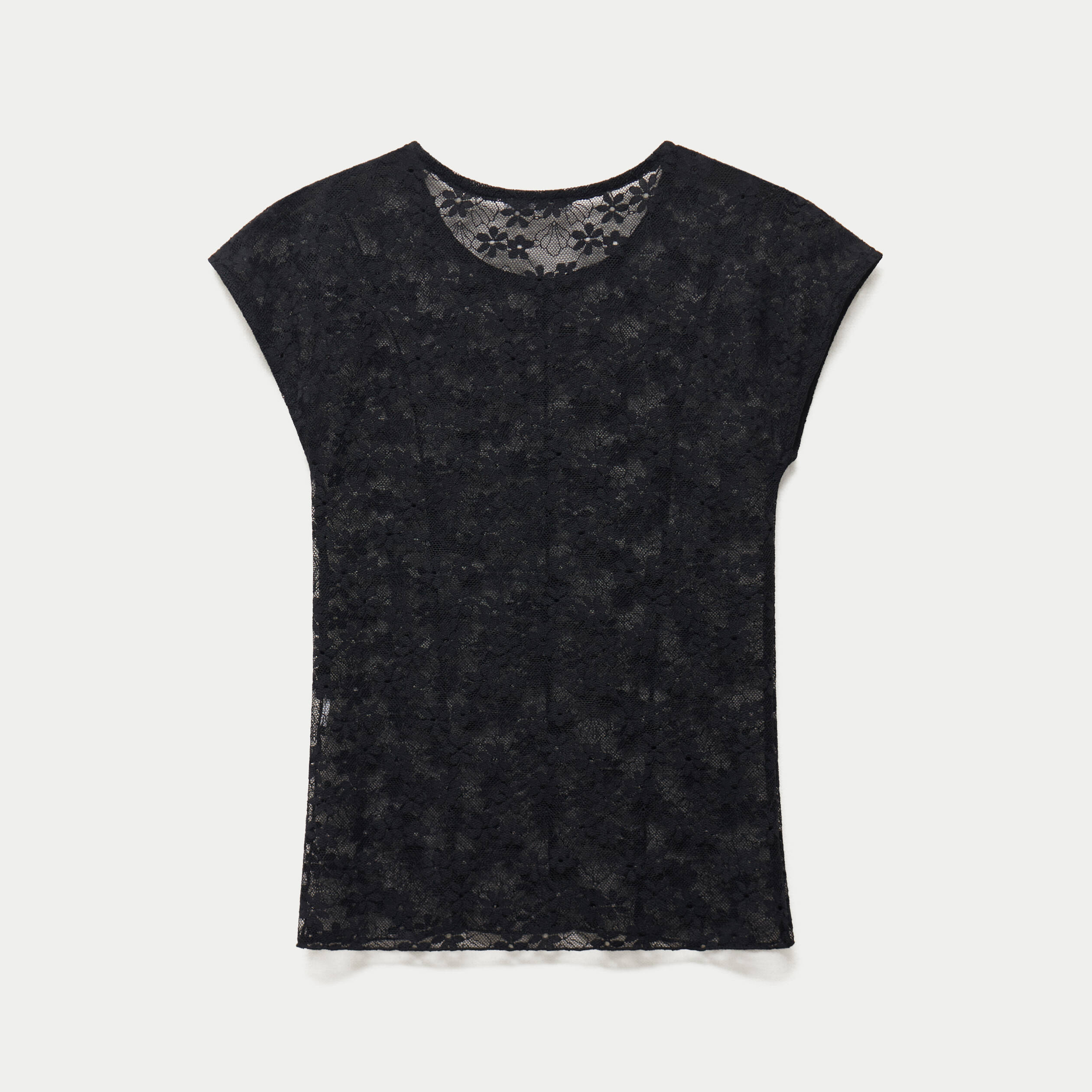 Top transparent sans manches dentelle noir ado