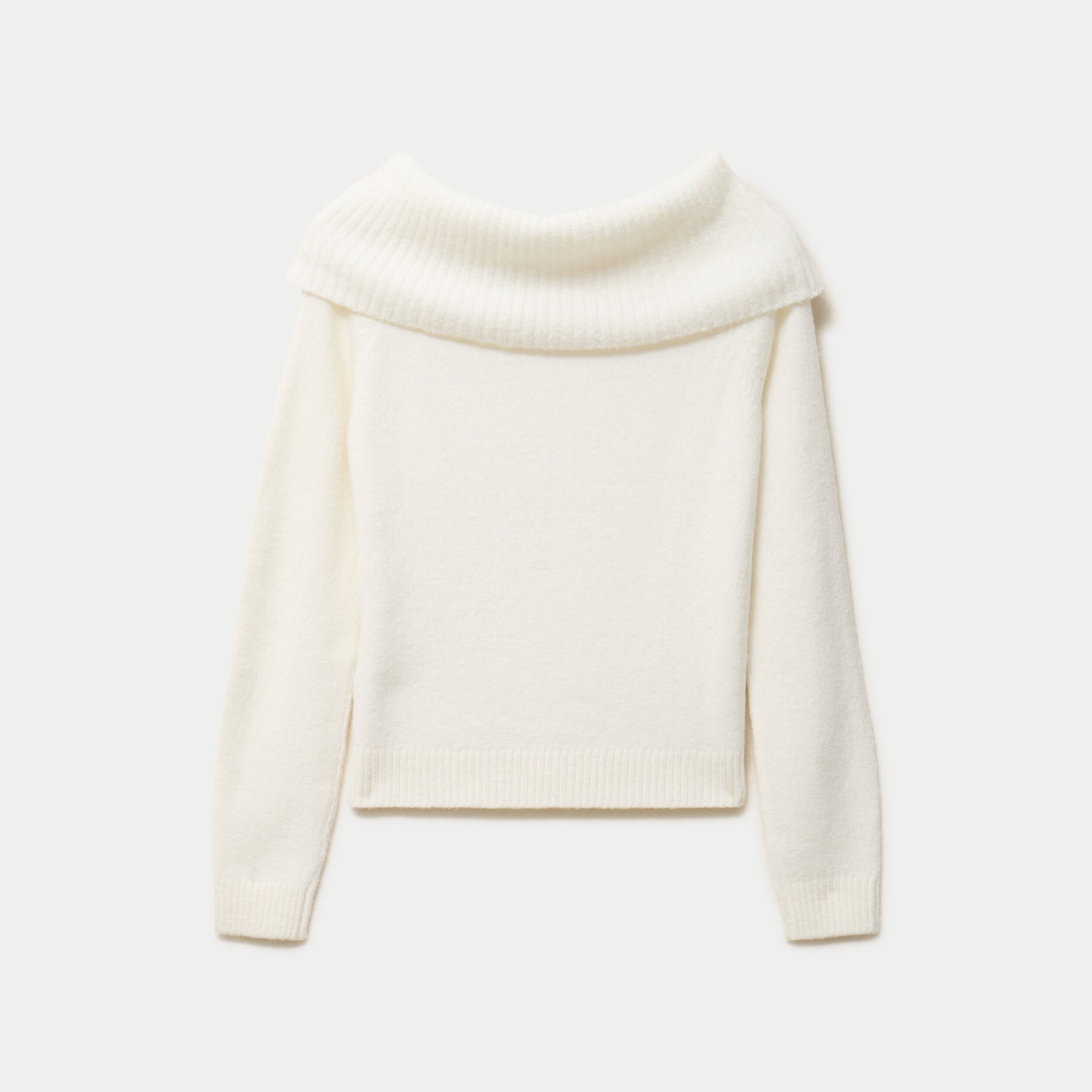 Pull col bardot manches longues ecru