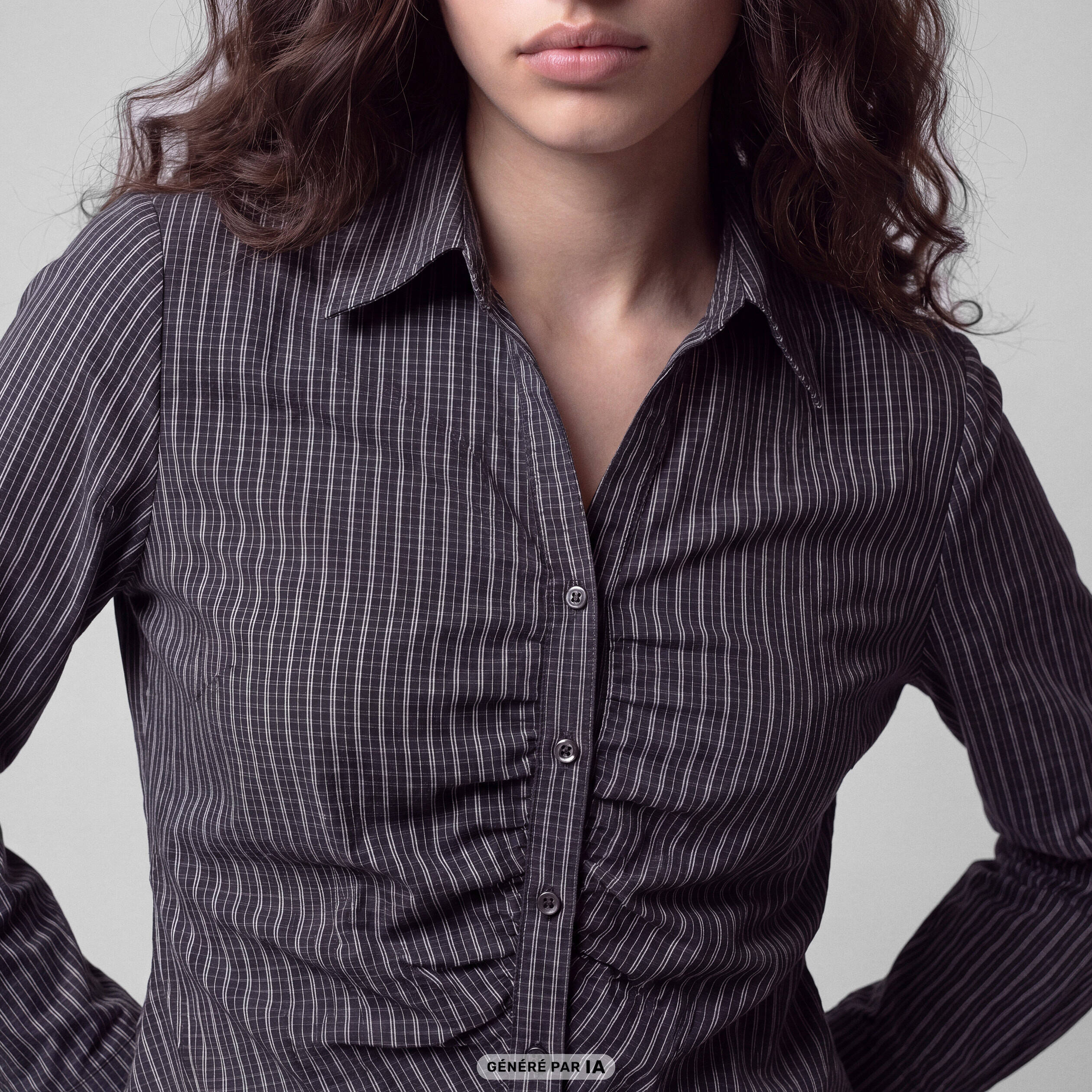 Chemise cintr&eacute;e manches longues noir