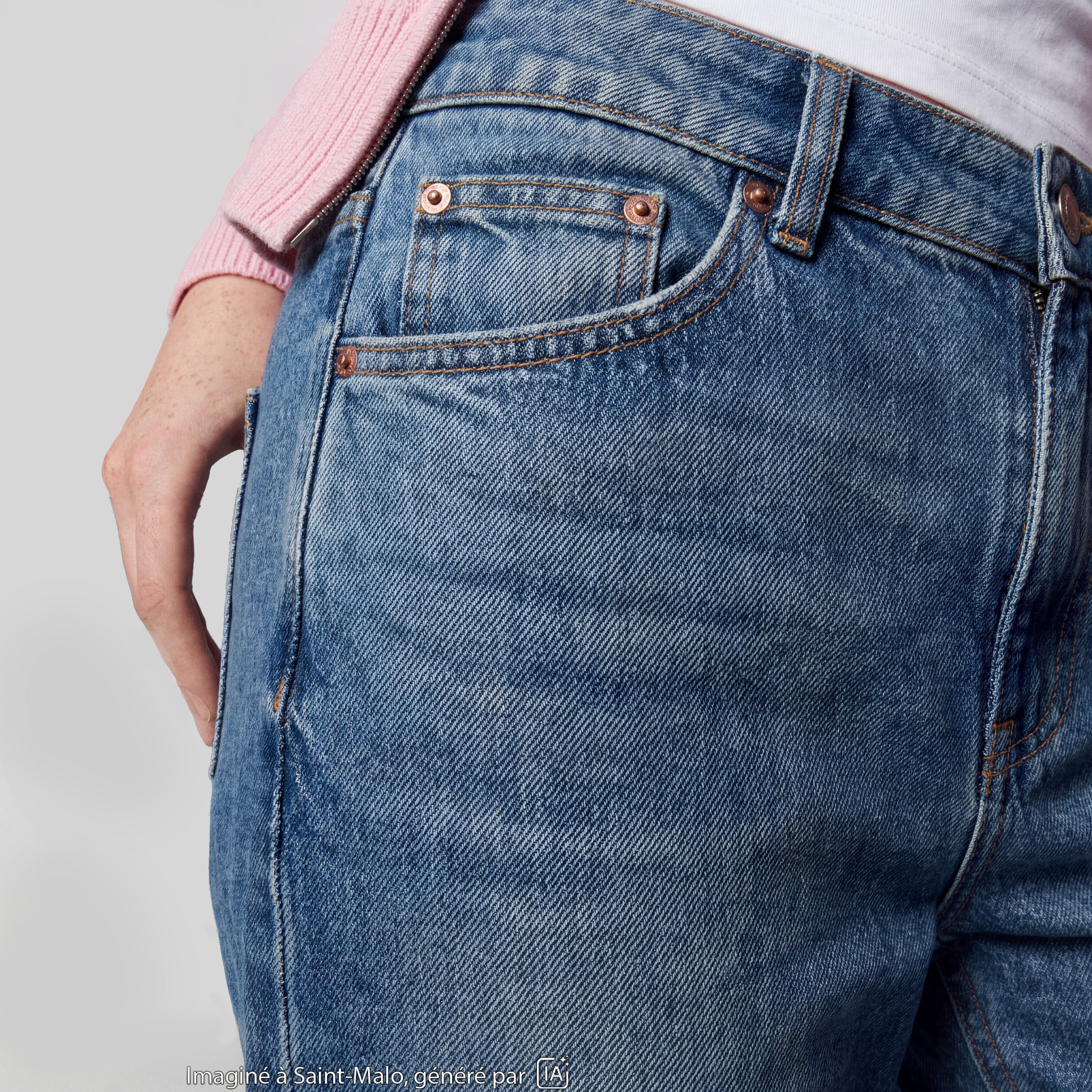 Jean Sam regular taille standard denim double stone