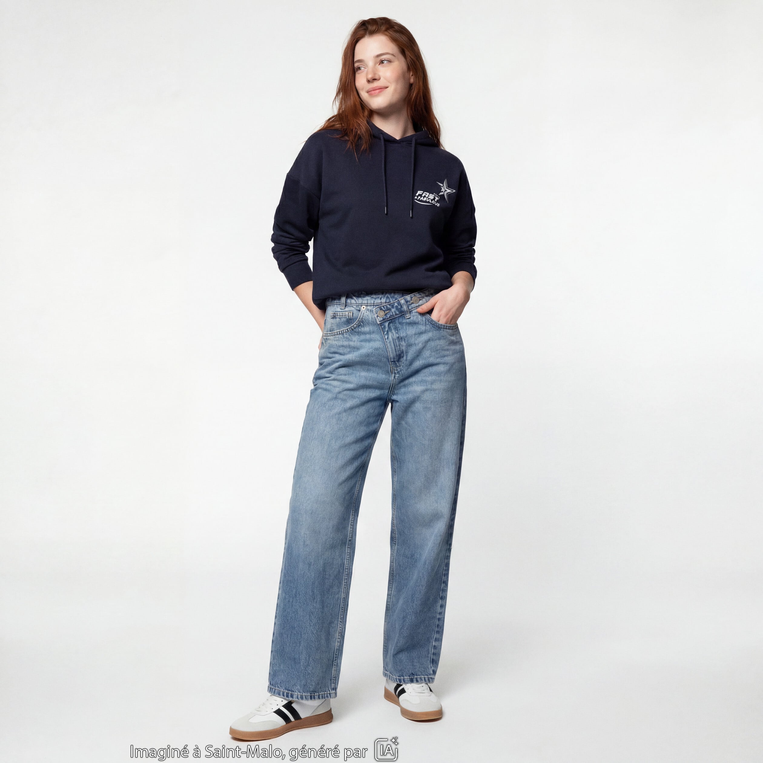 Jean Lenny wide leg taille standard denim double stone