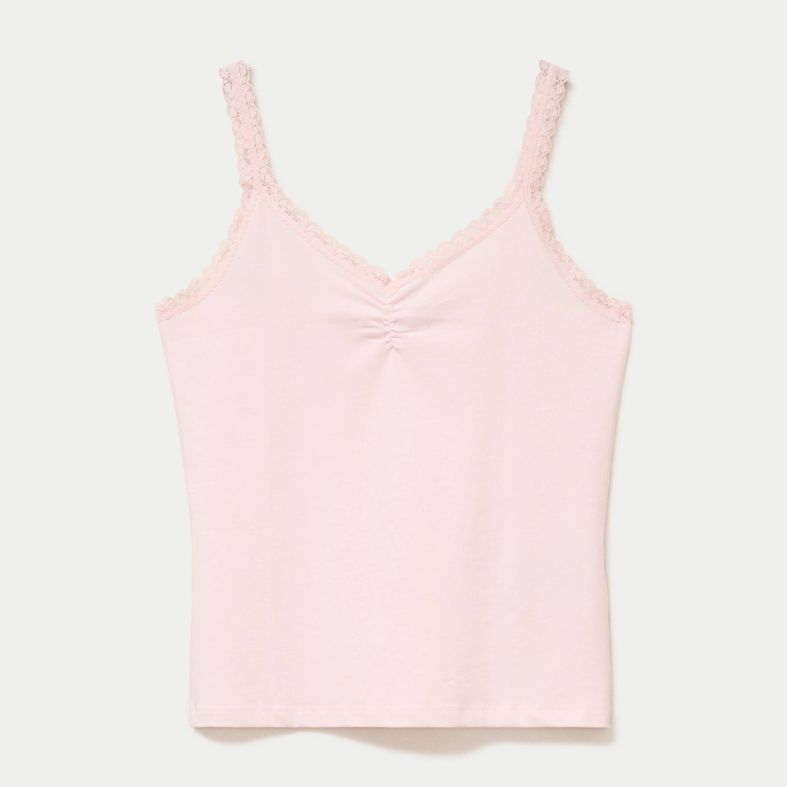 D&eacute;bardeur ajust&eacute; d&eacute;collet&eacute; dentelle rose clair