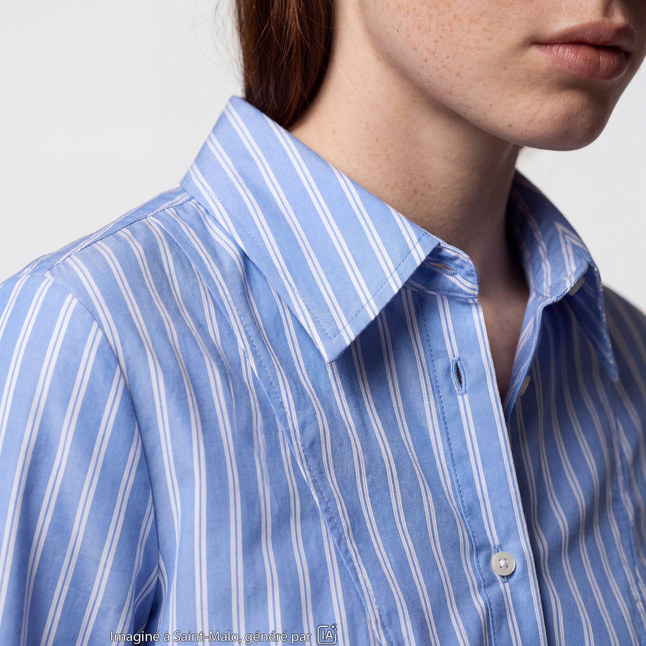 Chemise ajust&eacute;e manches longues bleu ciel