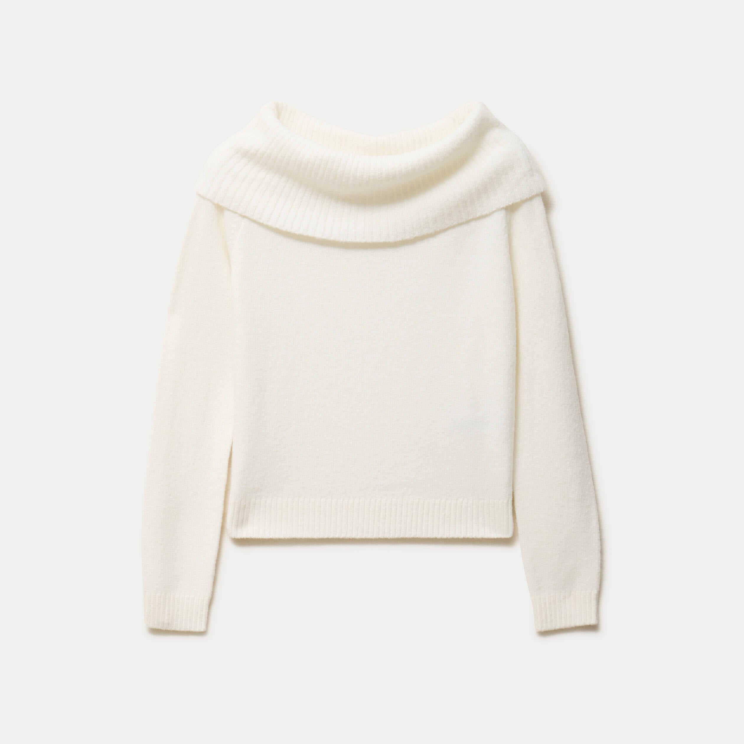 Pull col bardot manches longues ecru