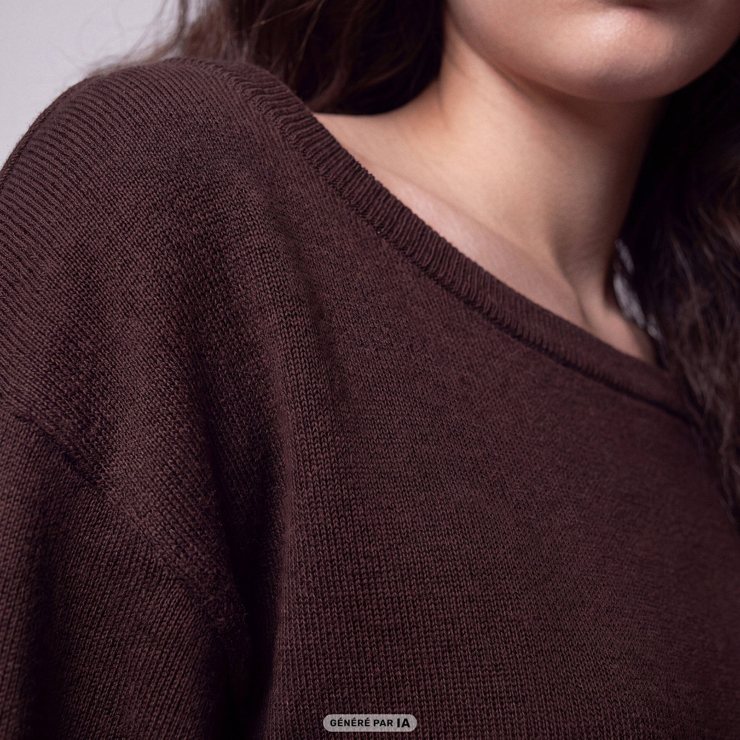 Pull oversize col bardot manches longues marron fonc&eacute;