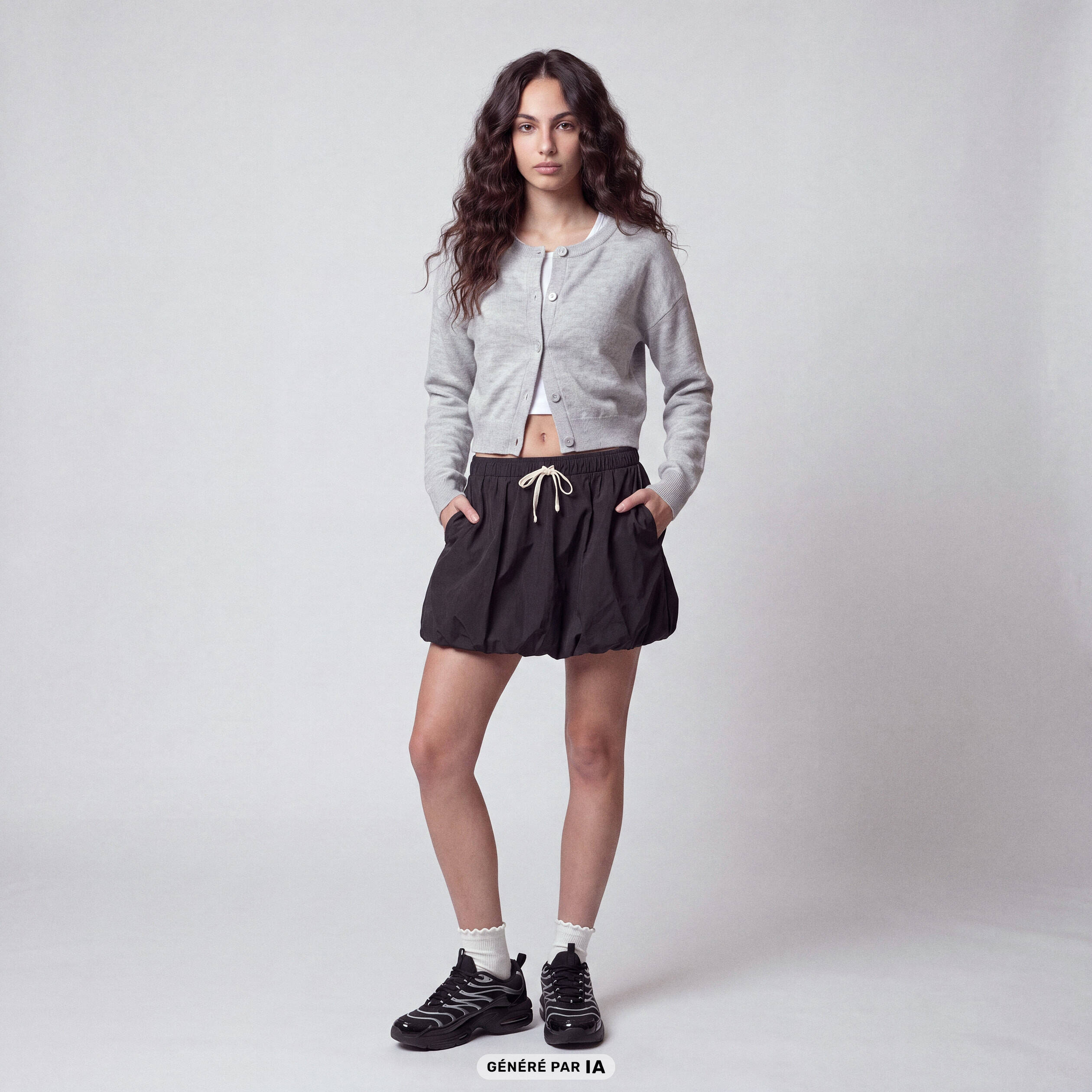 Gilet ajust&eacute; cropped manches longues blanc