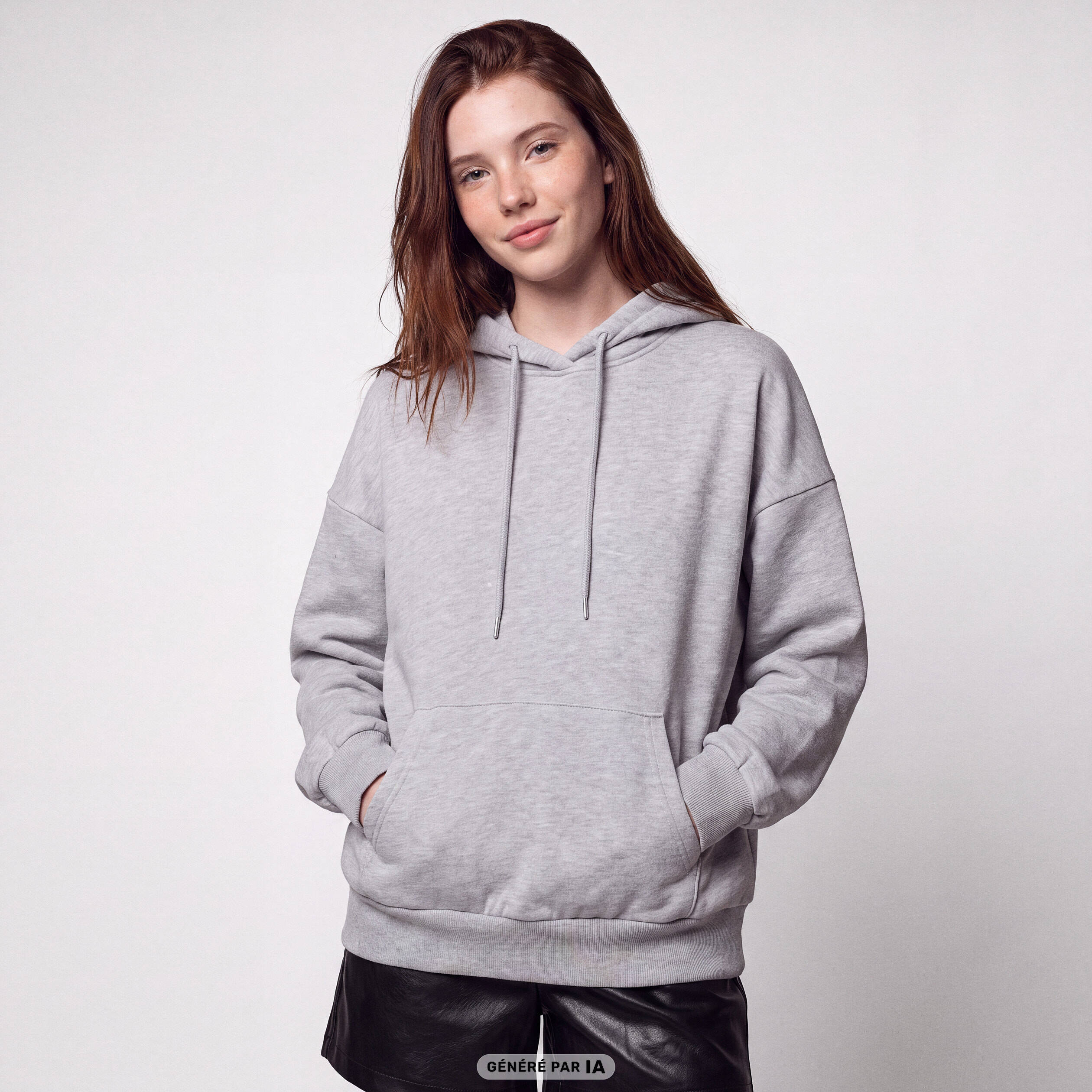 Sweat boyfriend brillant &agrave; capuche gris clair