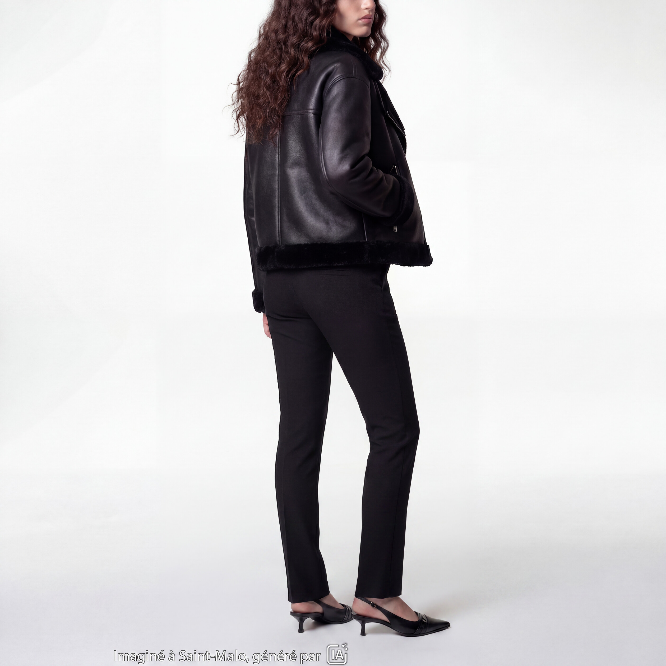Pantalon bootcut taille basse noir