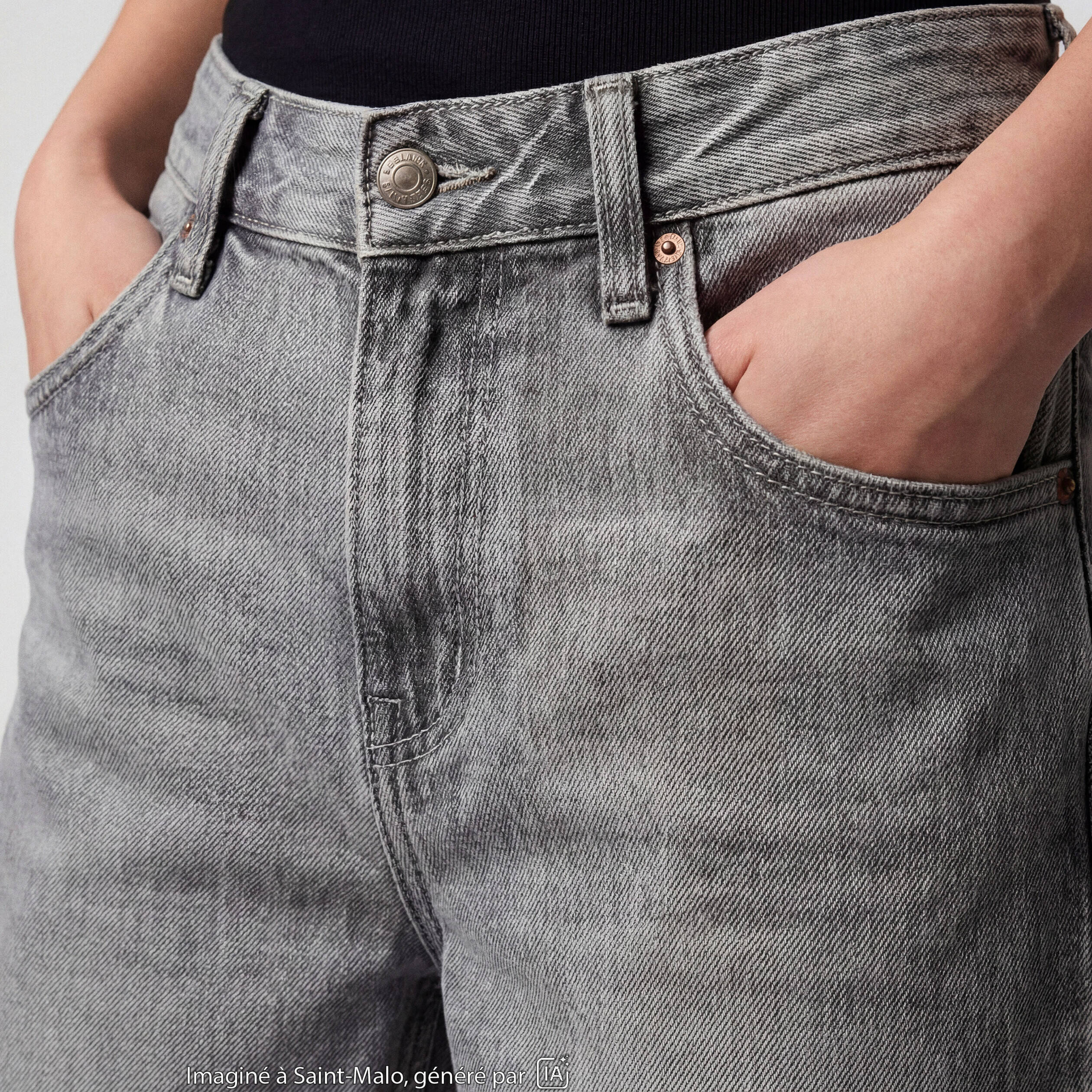 Jean Lenny wide leg standard denim gris