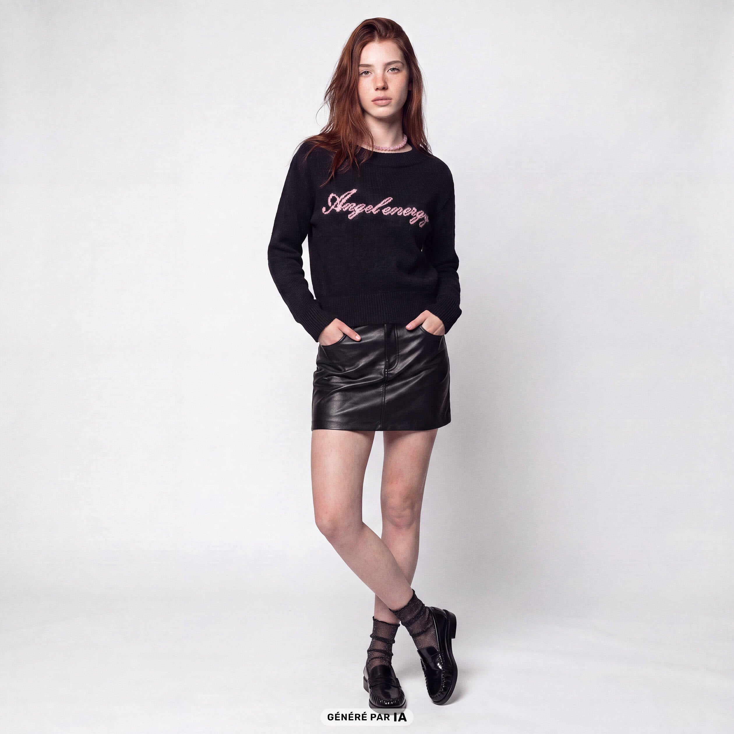 Pull col rond manches longues gris