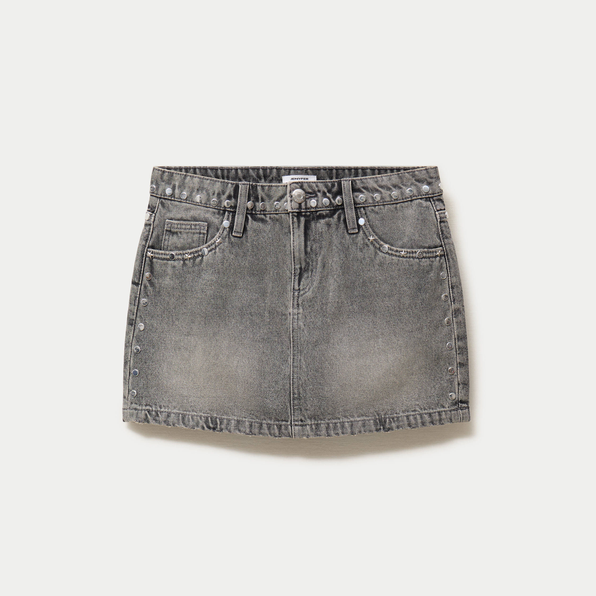 Jupe ajust&eacute;e courte en jean denim gris ado