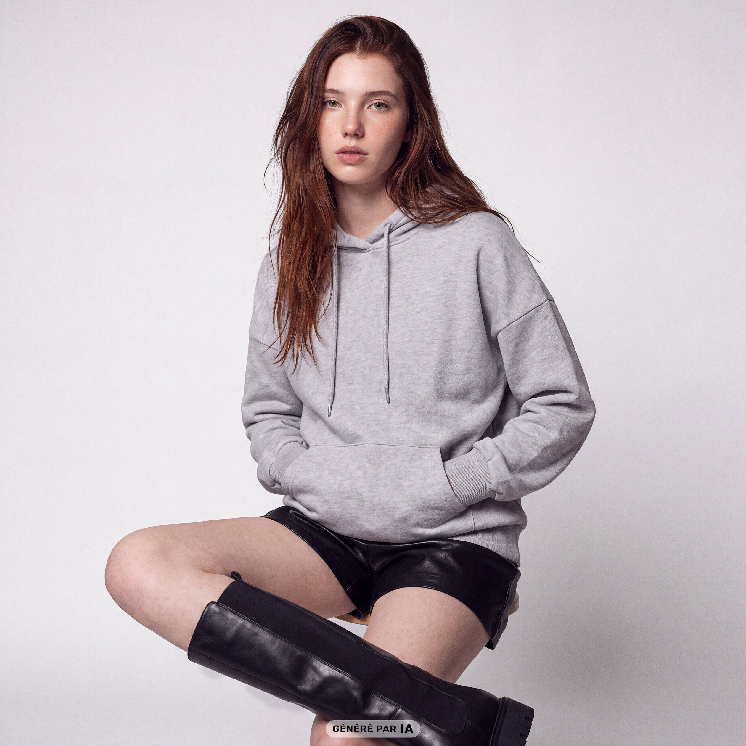 Sweat boyfriend brillant &agrave; capuche gris clair